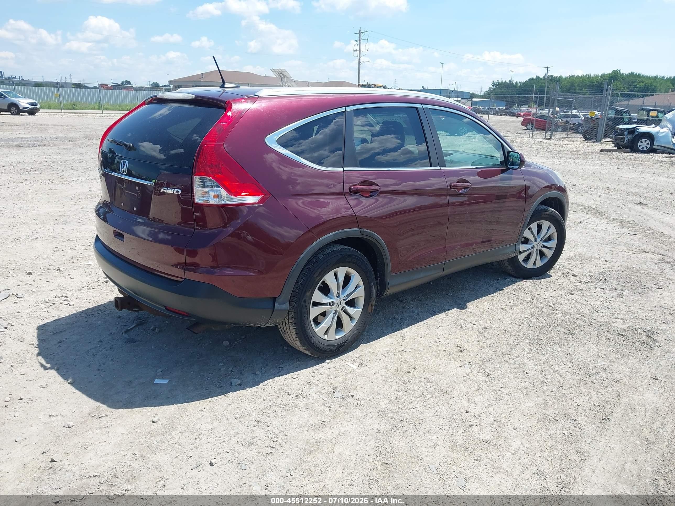 2013 Honda Cr-v Ex-l Темно-бордовый vin: 5J6RM4H76DL085851