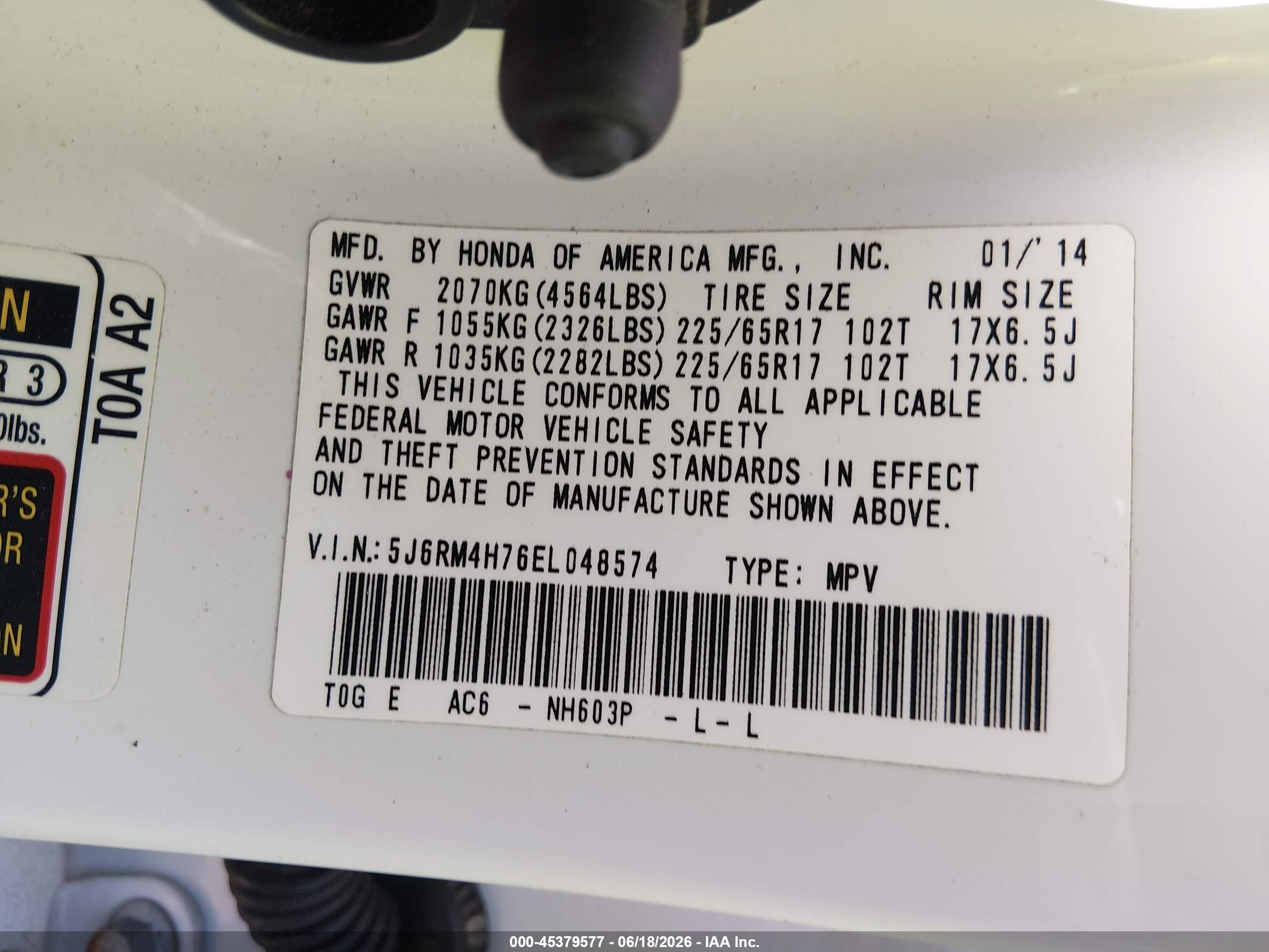 2014 Honda Cr-v Ex-l Белый vin: 5J6RM4H76EL048574