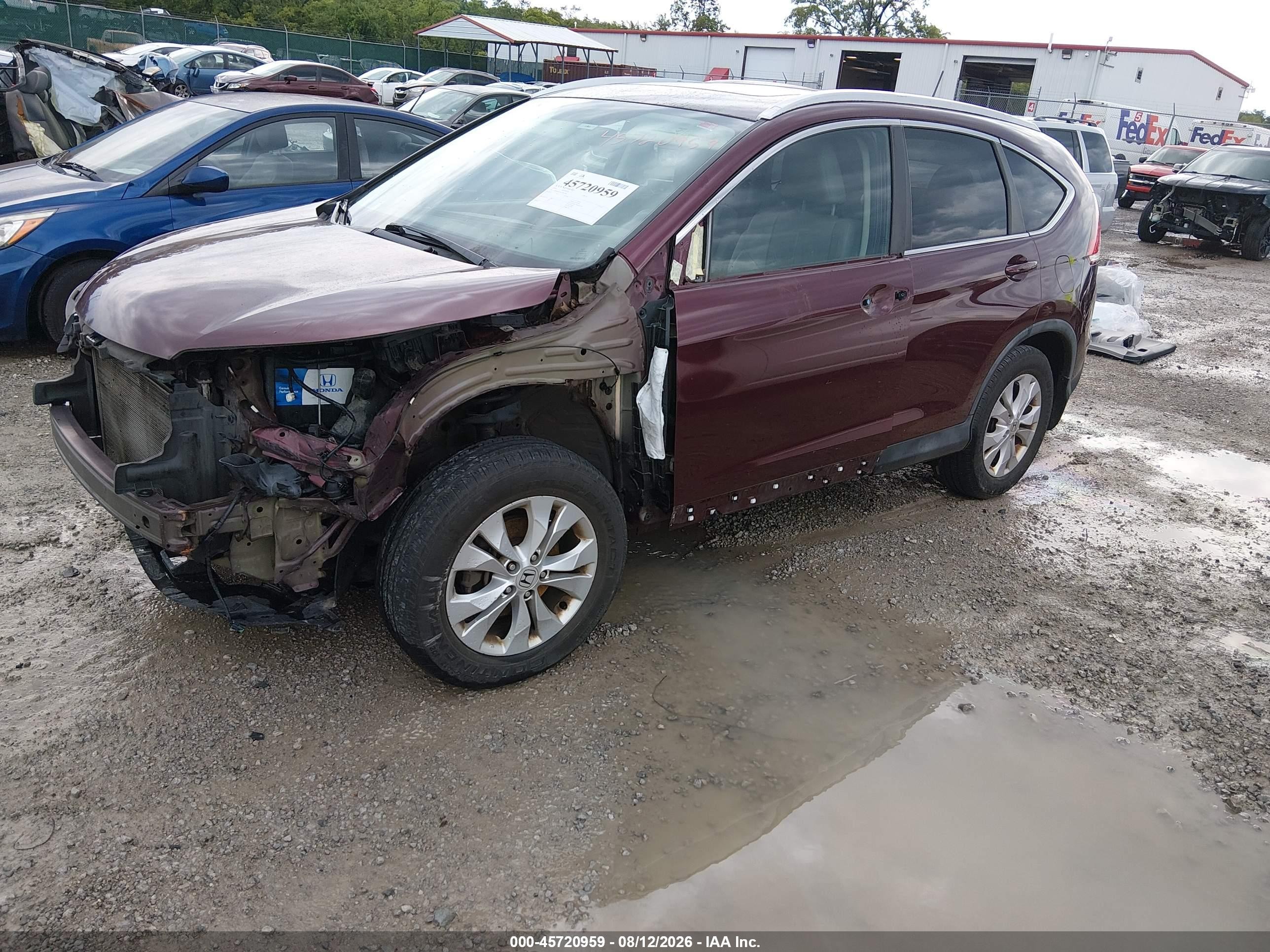 2014 Honda Cr-v Ex-l Burgundy vin: 5J6RM4H76EL061308