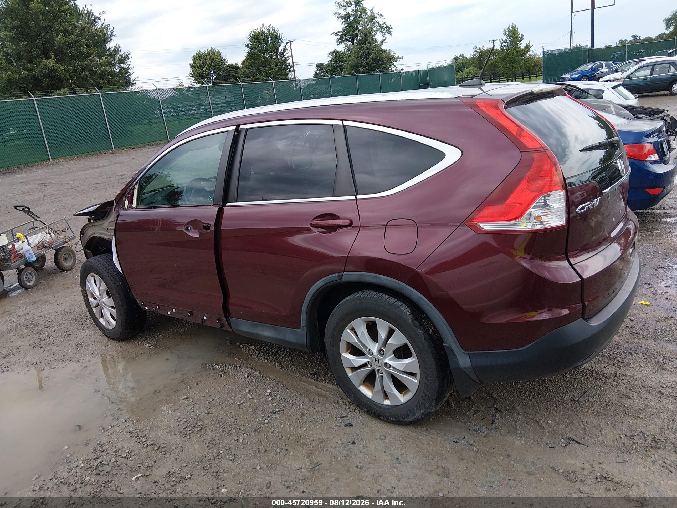 2014 Honda Cr-v Ex-l Burgundy vin: 5J6RM4H76EL061308