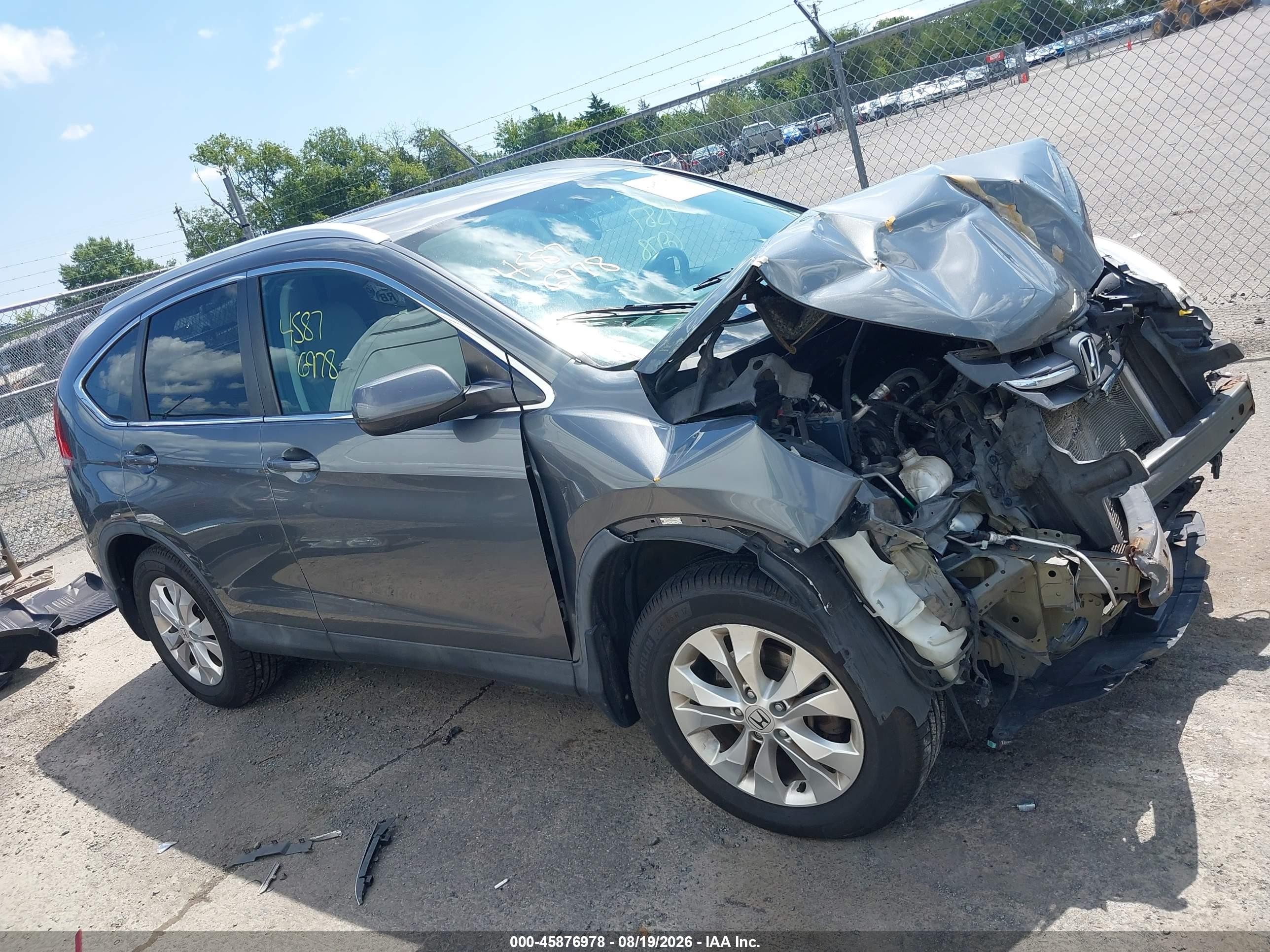 2014 Honda Cr-v Ex-l Gray vin: 5J6RM4H76EL095006