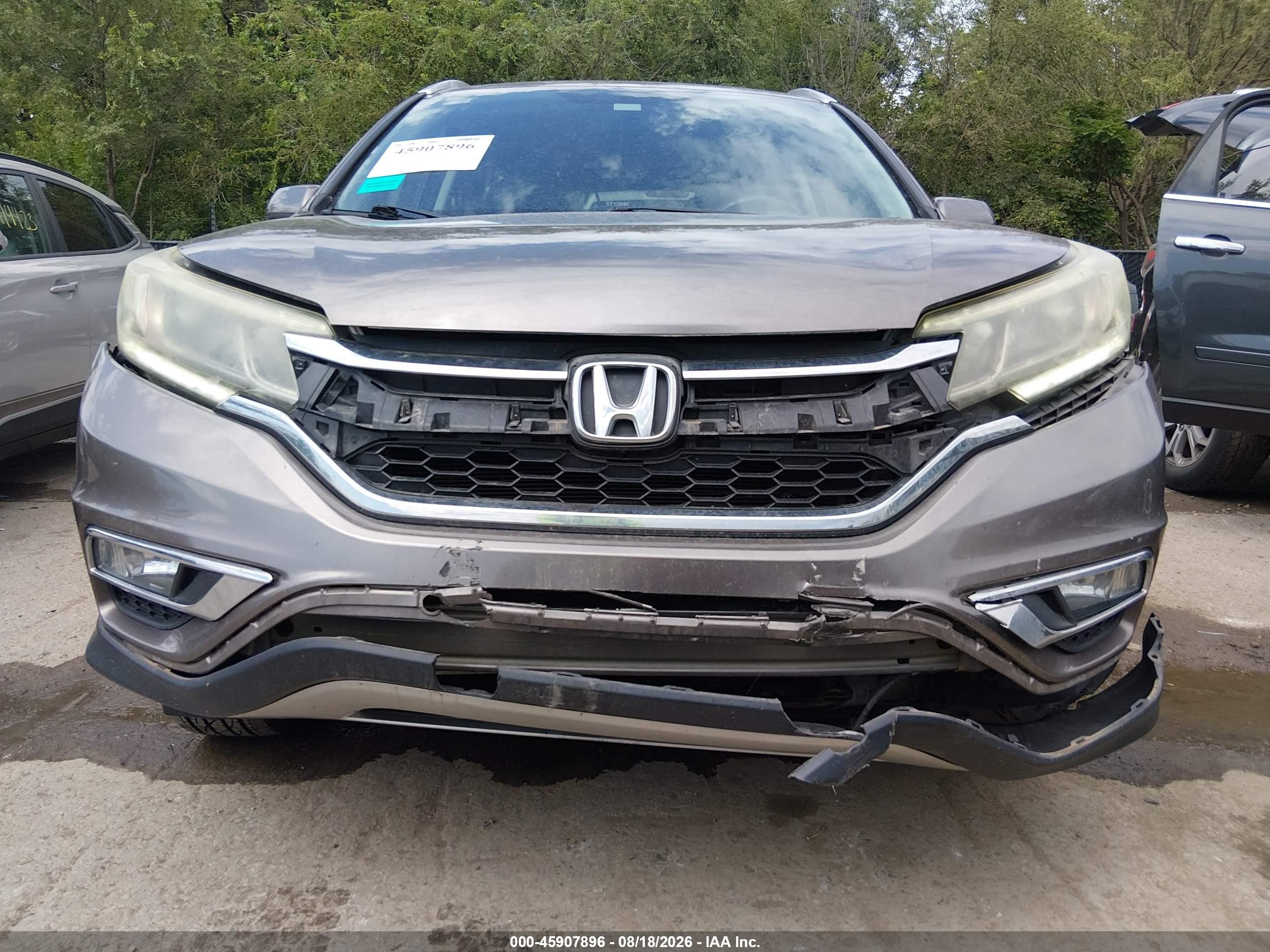 2015 Honda Cr-v Ex-l Gray vin: 5J6RM4H76FL039584
