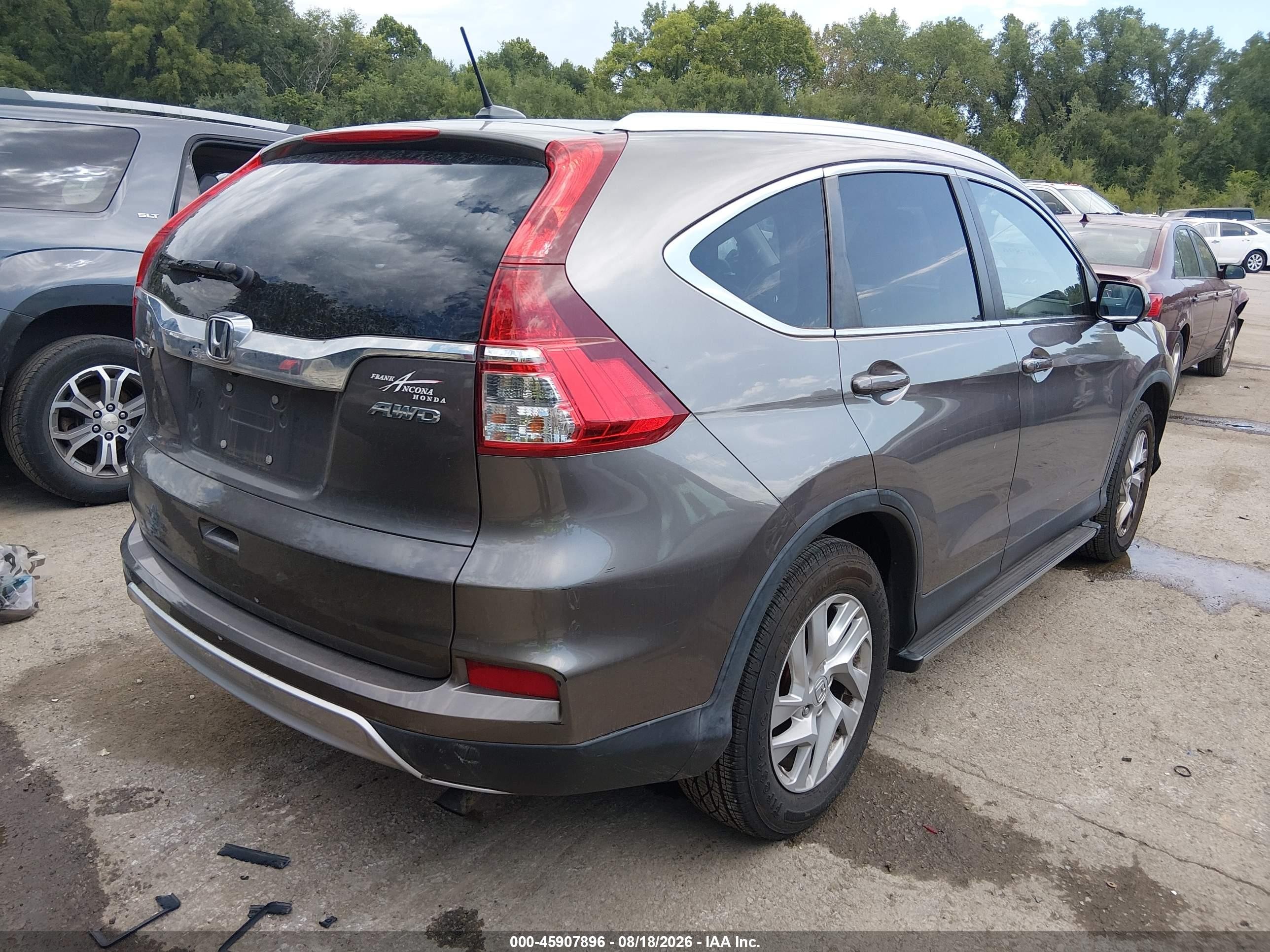 2015 Honda Cr-v Ex-l Gray vin: 5J6RM4H76FL039584