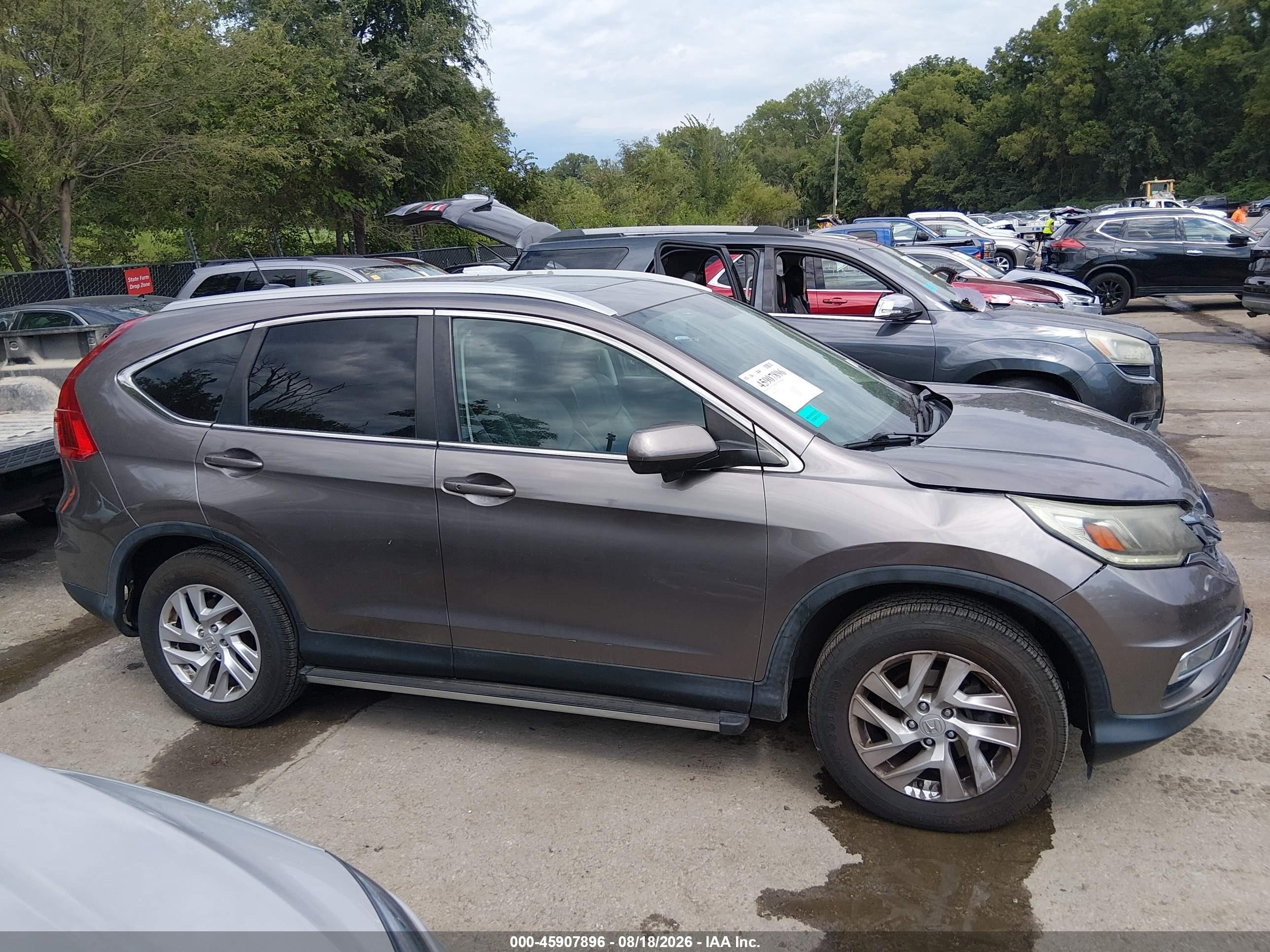 2015 Honda Cr-v Ex-l Gray vin: 5J6RM4H76FL039584