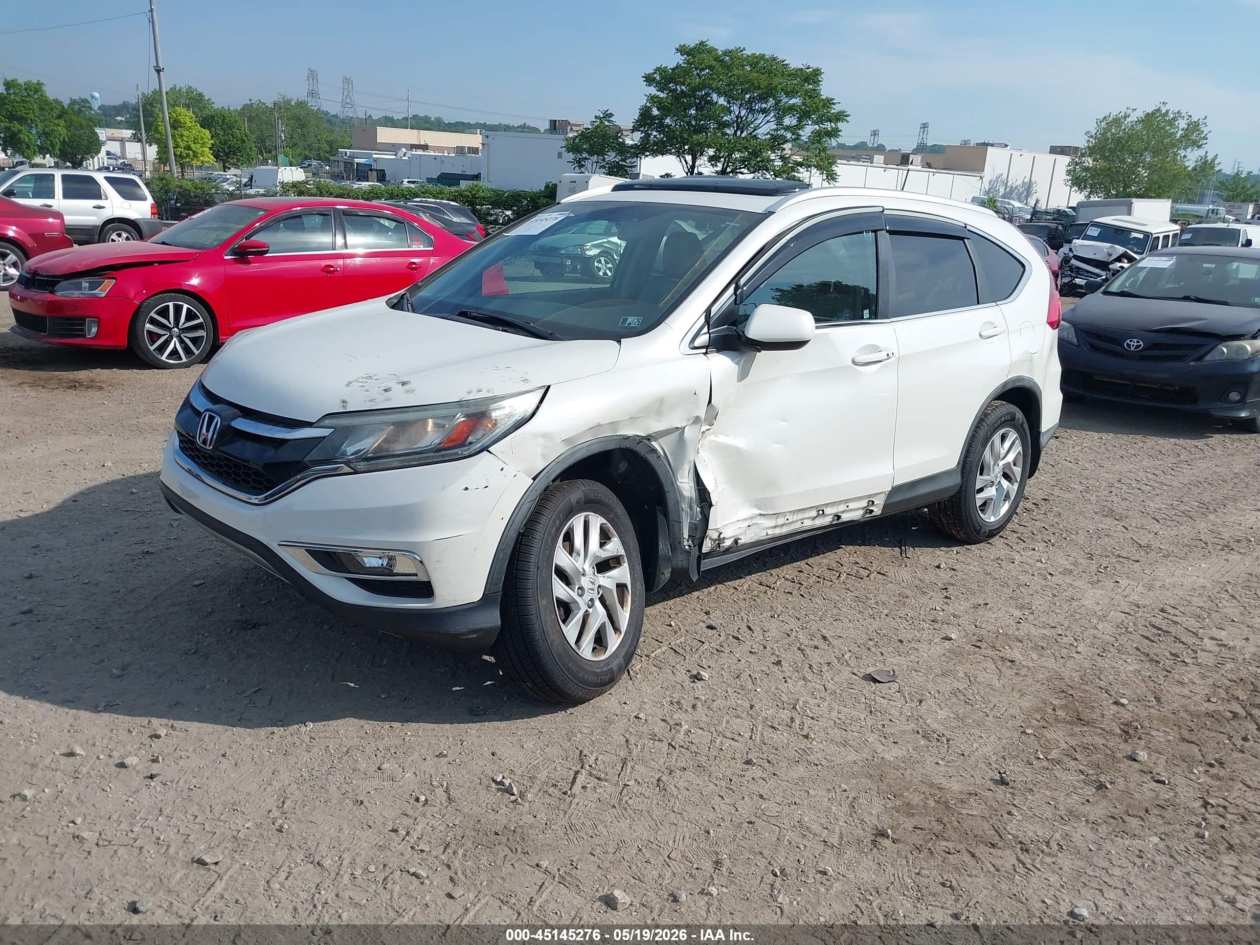 2015 Honda Cr-v Ex-l White vin: 5J6RM4H76FL074707