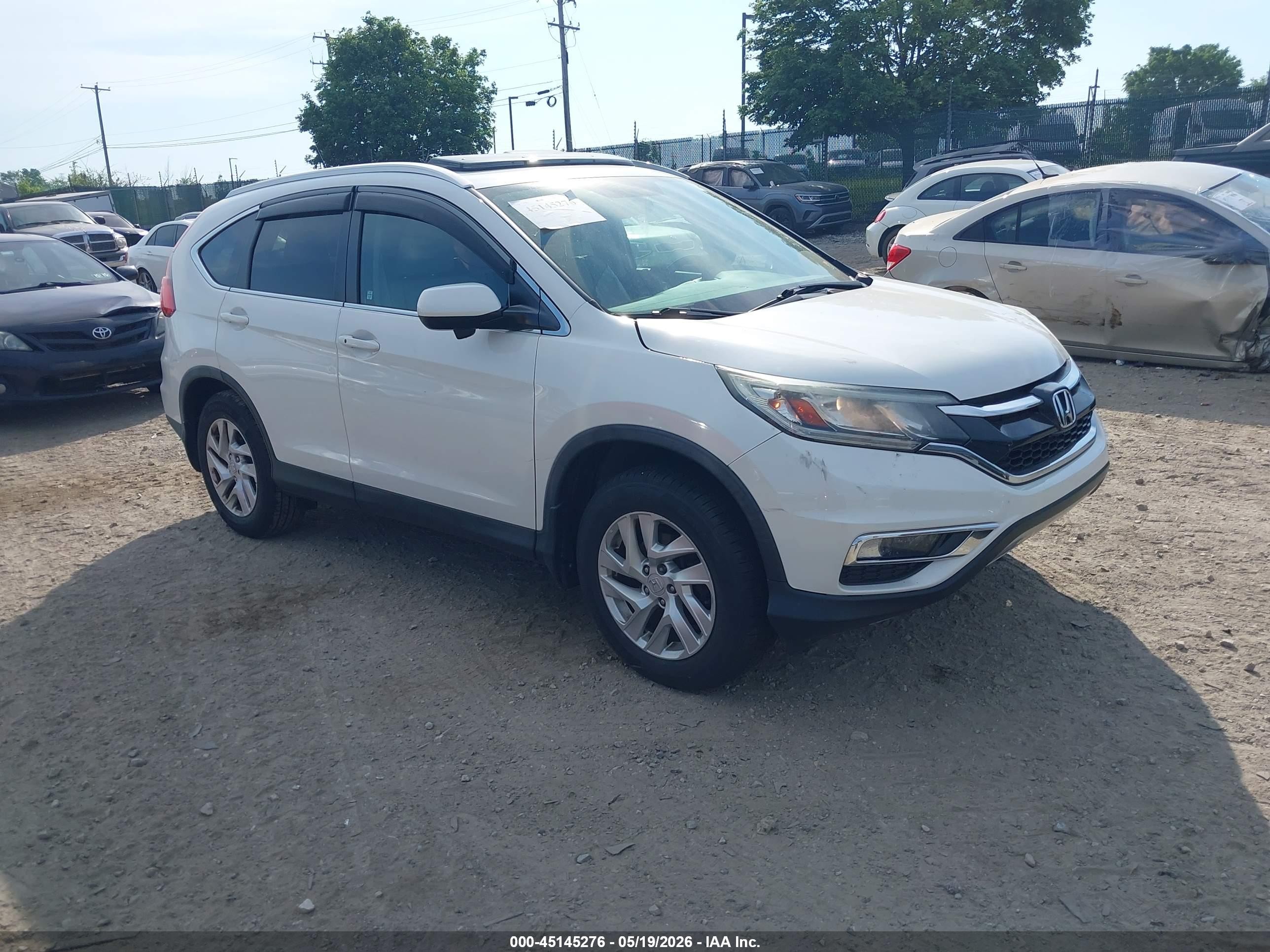 2015 Honda Cr-v Ex-l White vin: 5J6RM4H76FL074707