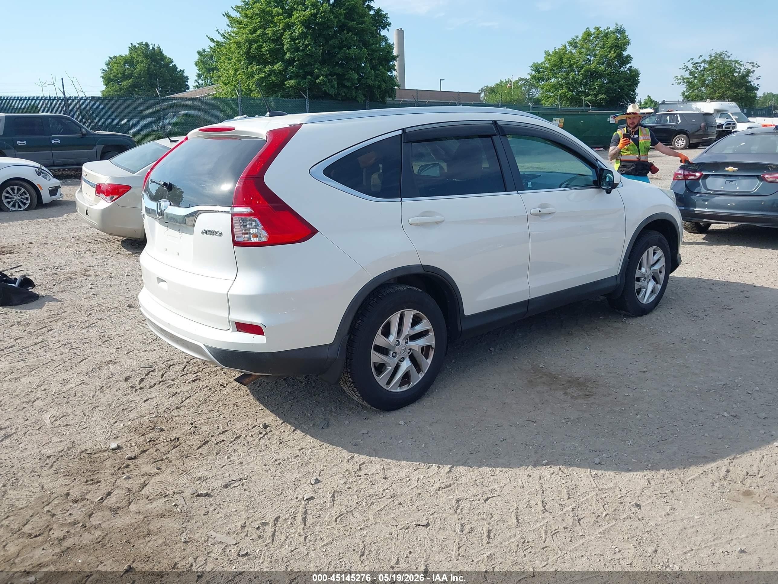 2015 Honda Cr-v Ex-l White vin: 5J6RM4H76FL074707