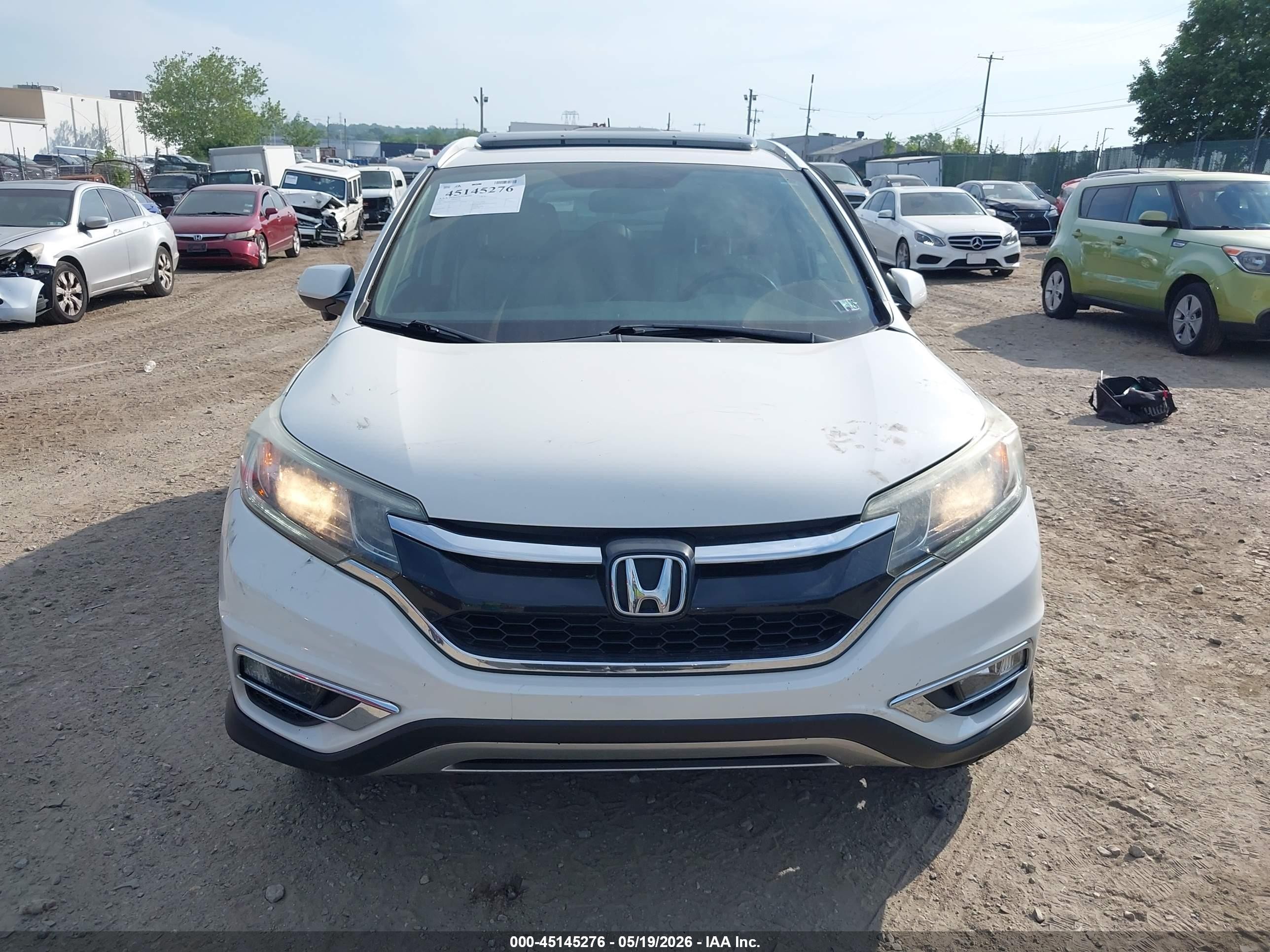 2015 Honda Cr-v Ex-l White vin: 5J6RM4H76FL074707
