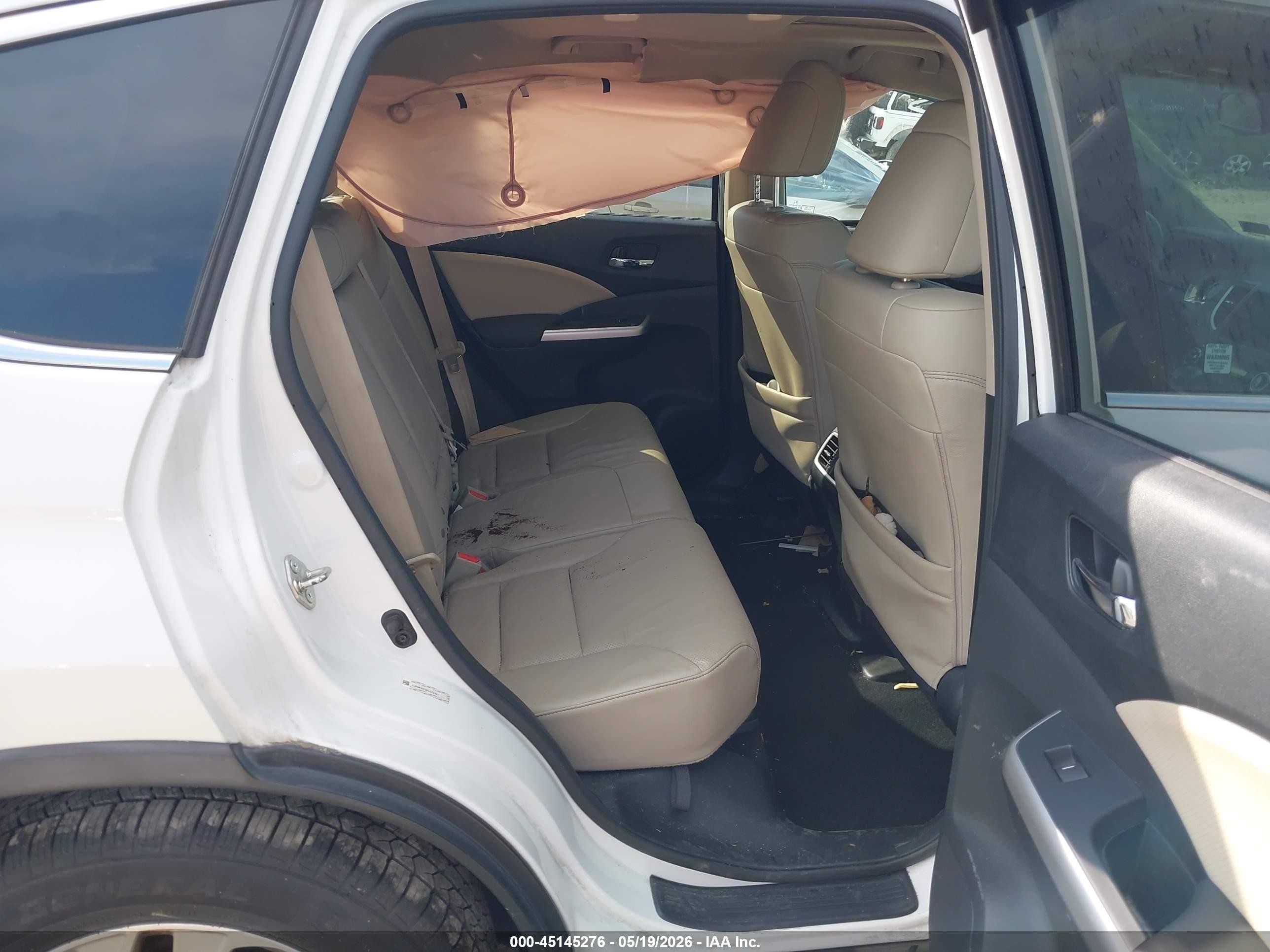 2015 Honda Cr-v Ex-l White vin: 5J6RM4H76FL074707