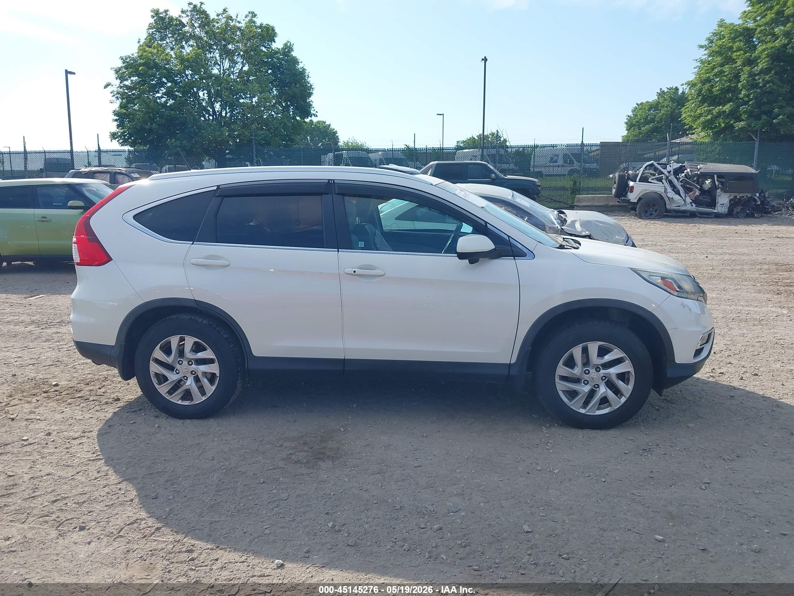 2015 Honda Cr-v Ex-l White vin: 5J6RM4H76FL074707