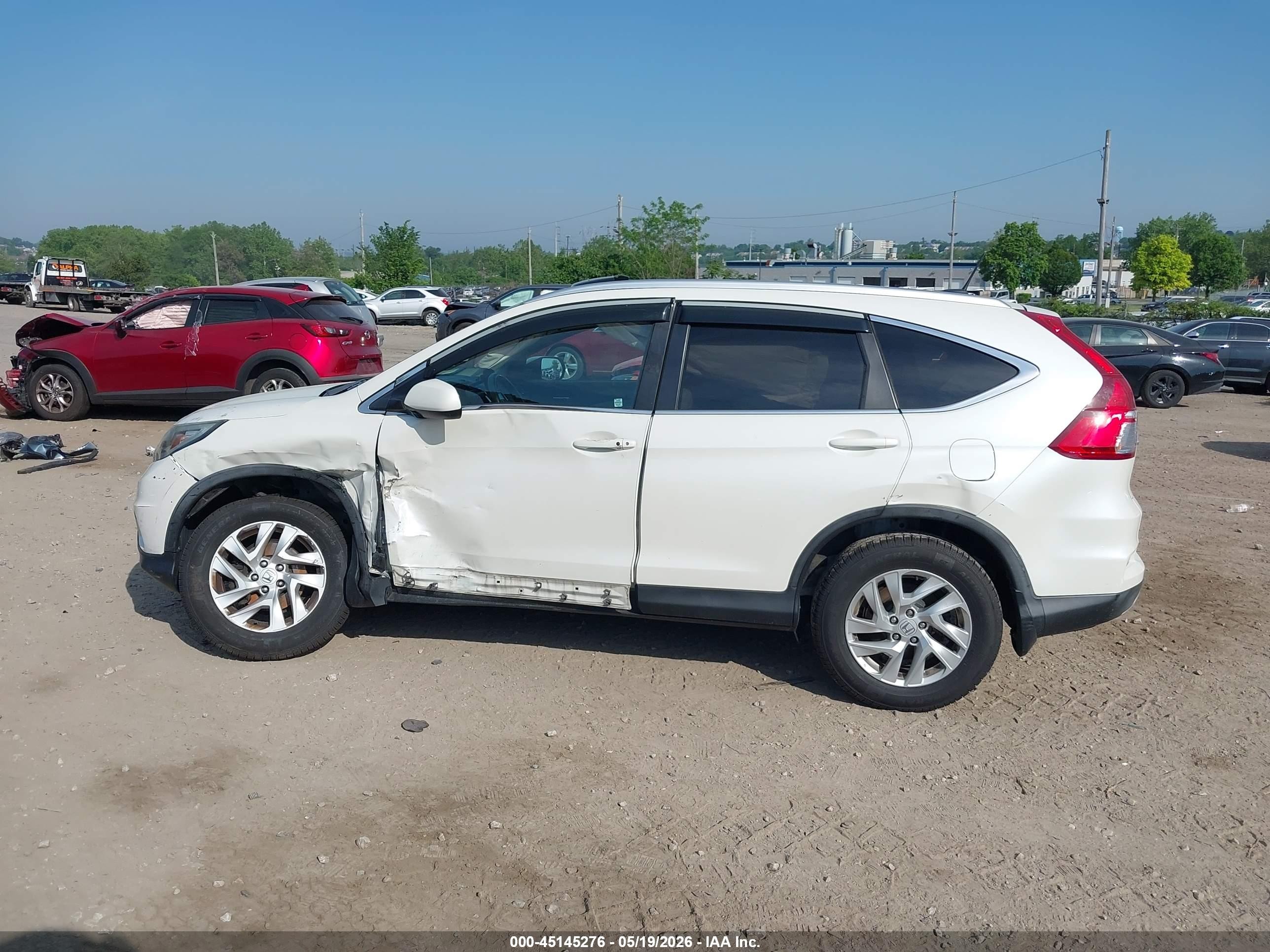 2015 Honda Cr-v Ex-l White vin: 5J6RM4H76FL074707