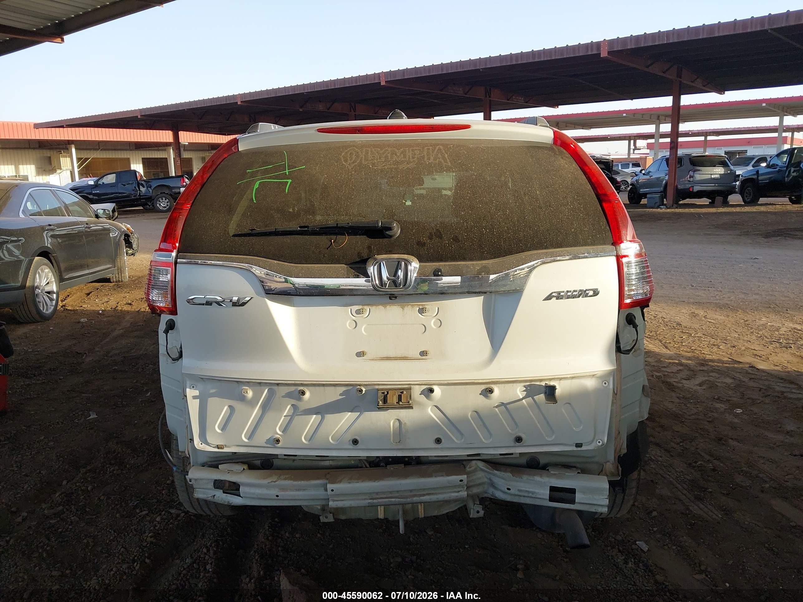 2015 Honda Cr-v Ex-l White vin: 5J6RM4H76FL130385