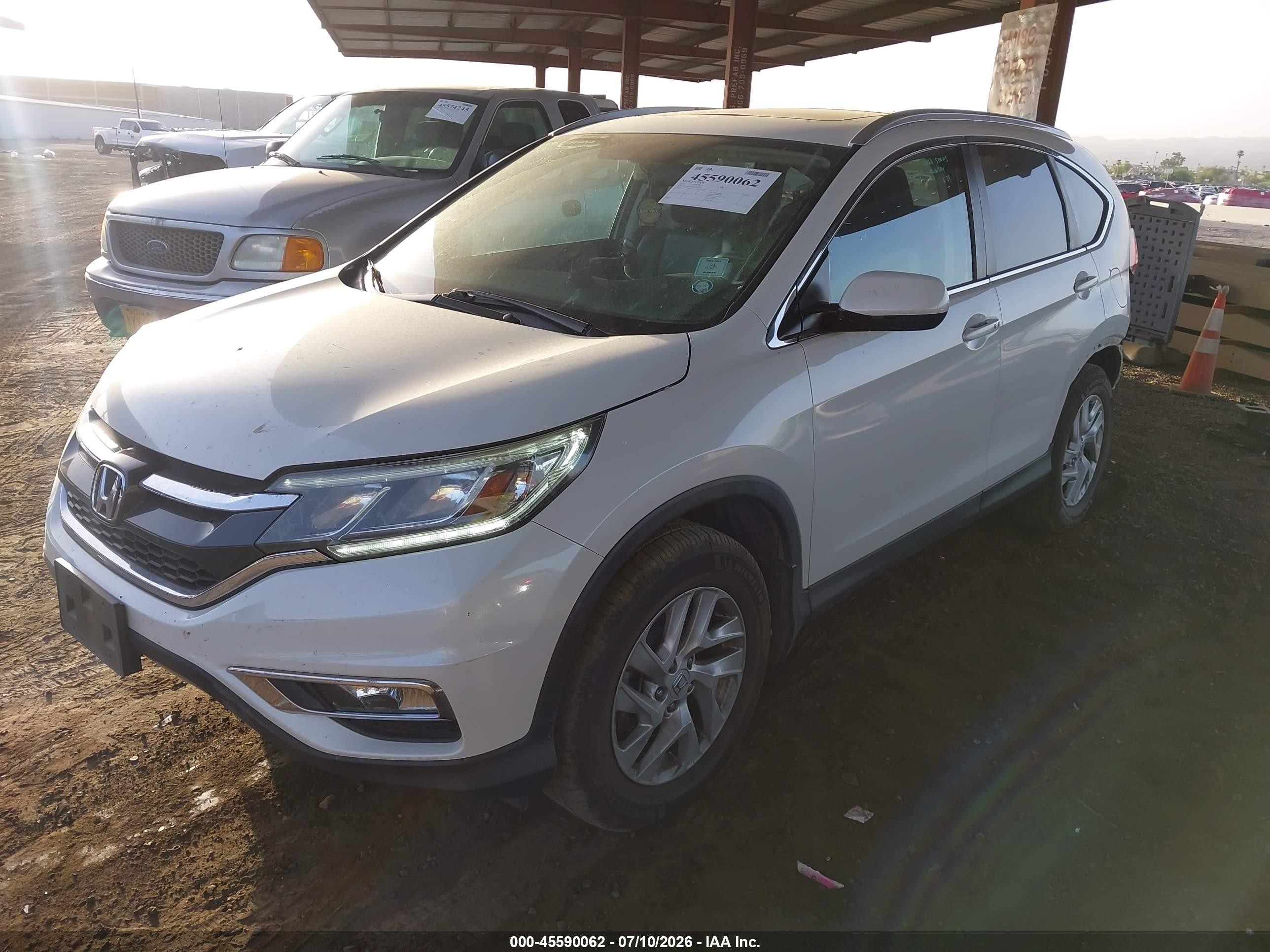 2015 Honda Cr-v Ex-l White vin: 5J6RM4H76FL130385