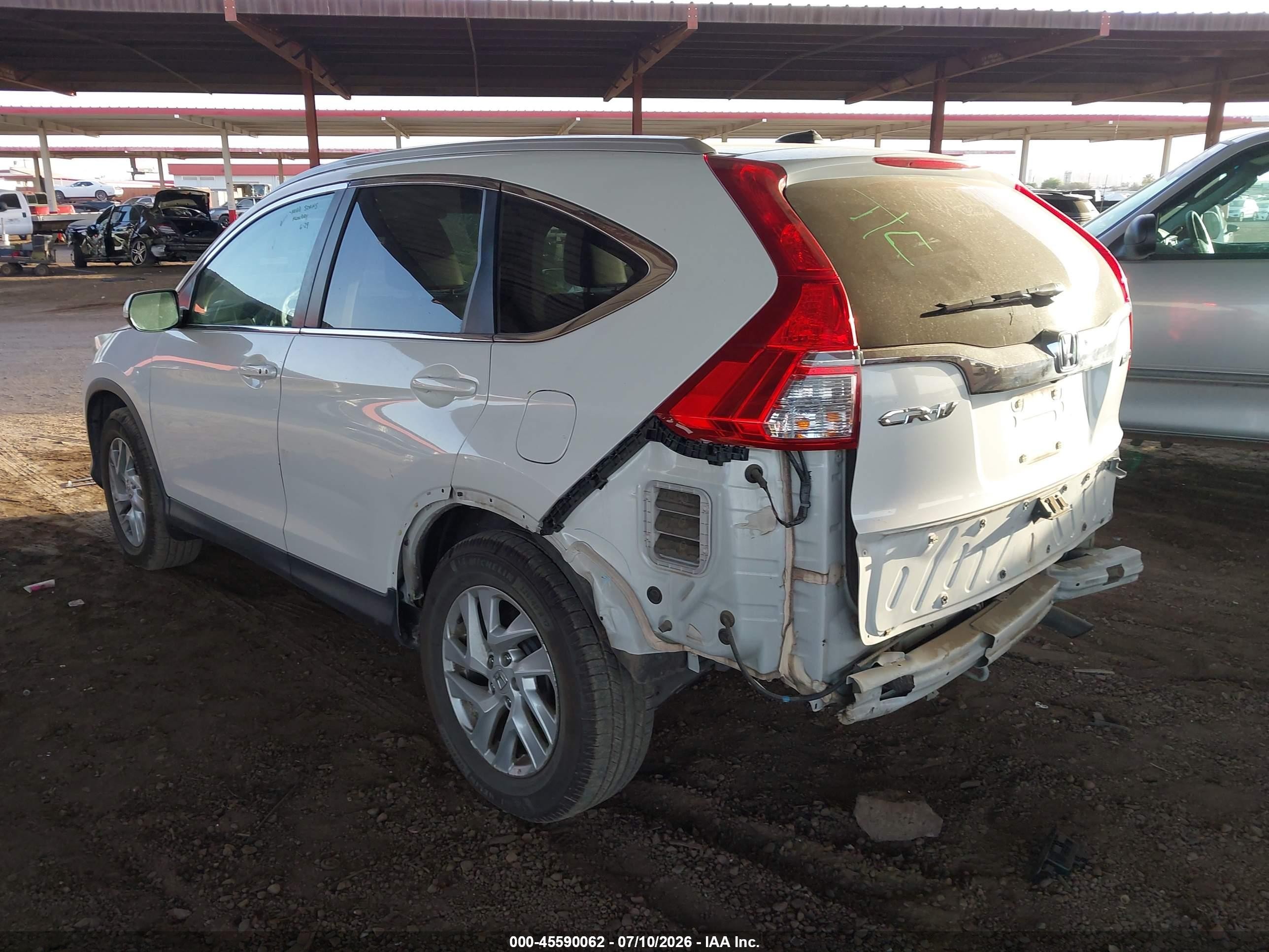 2015 Honda Cr-v Ex-l White vin: 5J6RM4H76FL130385