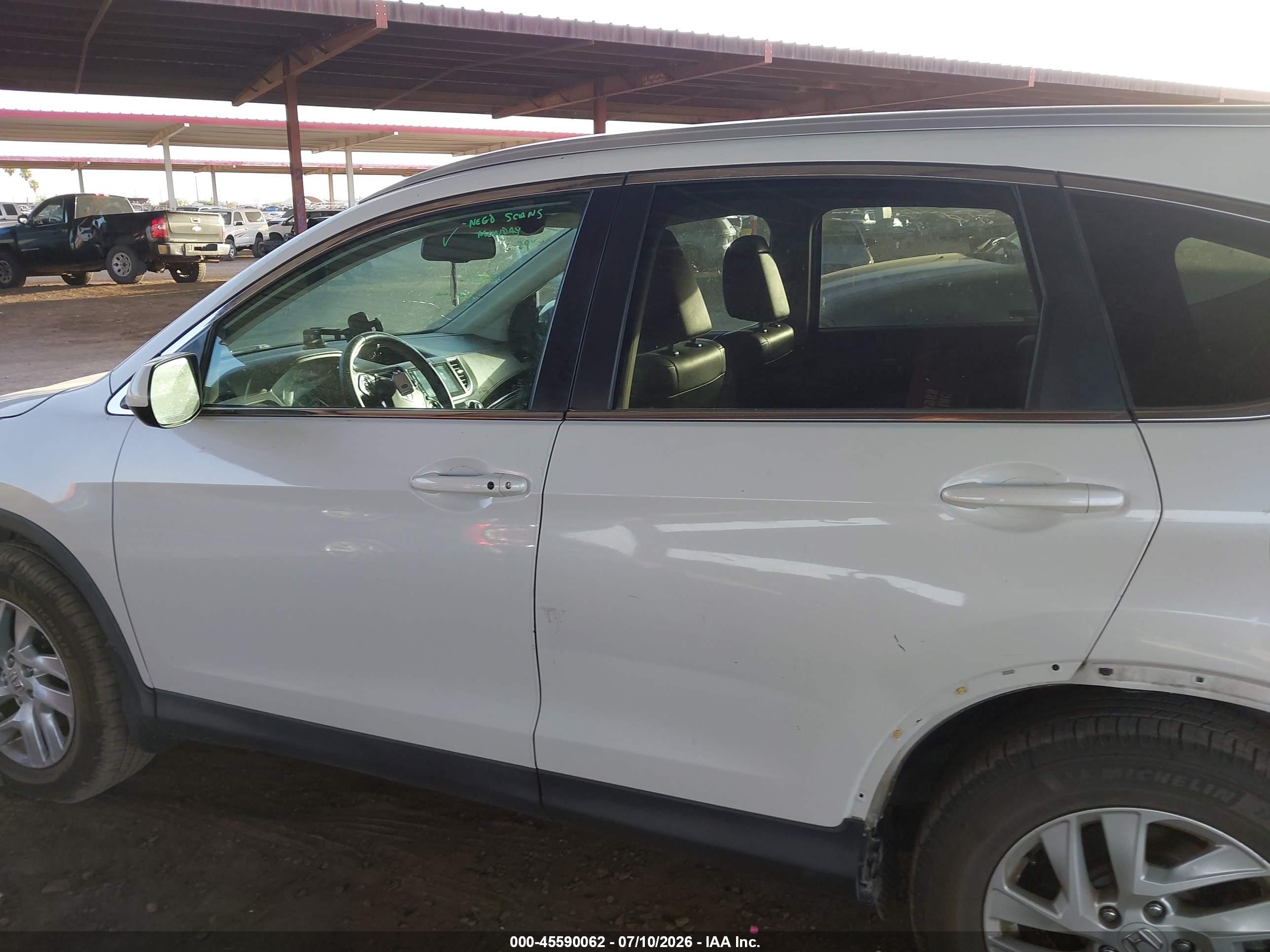 2015 Honda Cr-v Ex-l White vin: 5J6RM4H76FL130385