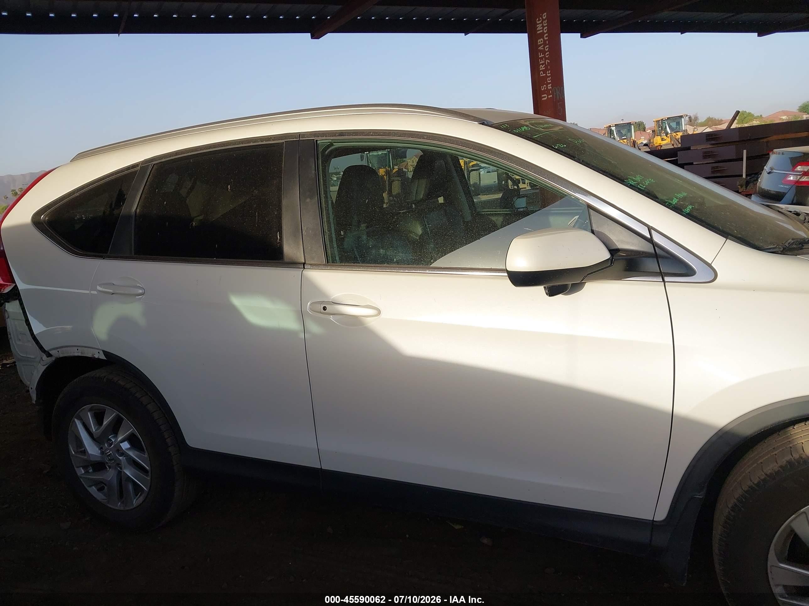 2015 Honda Cr-v Ex-l White vin: 5J6RM4H76FL130385