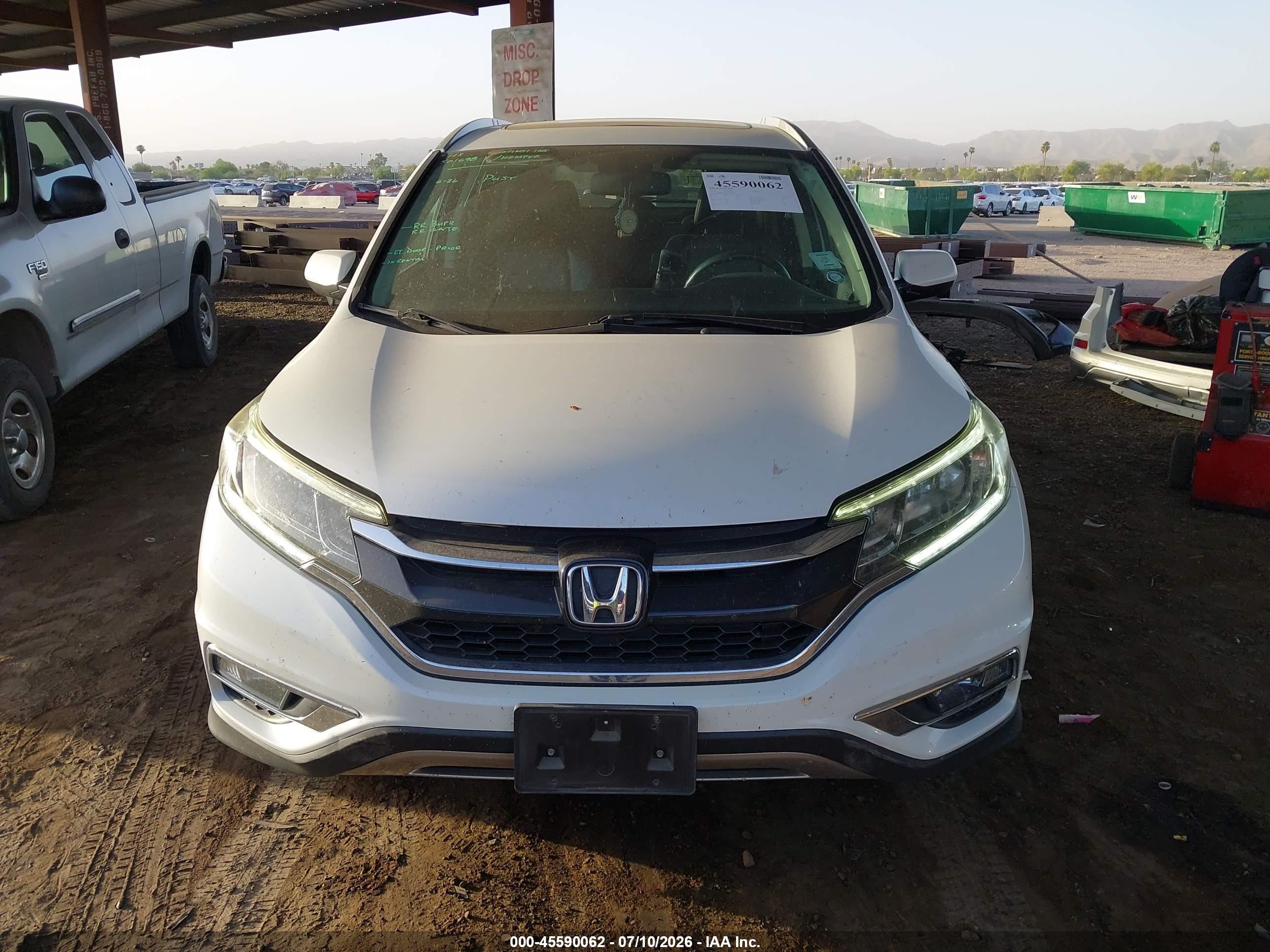 2015 Honda Cr-v Ex-l White vin: 5J6RM4H76FL130385
