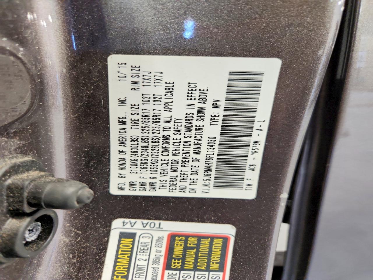 2015 Honda Cr-v Exl Gray vin: 5J6RM4H76FL134050