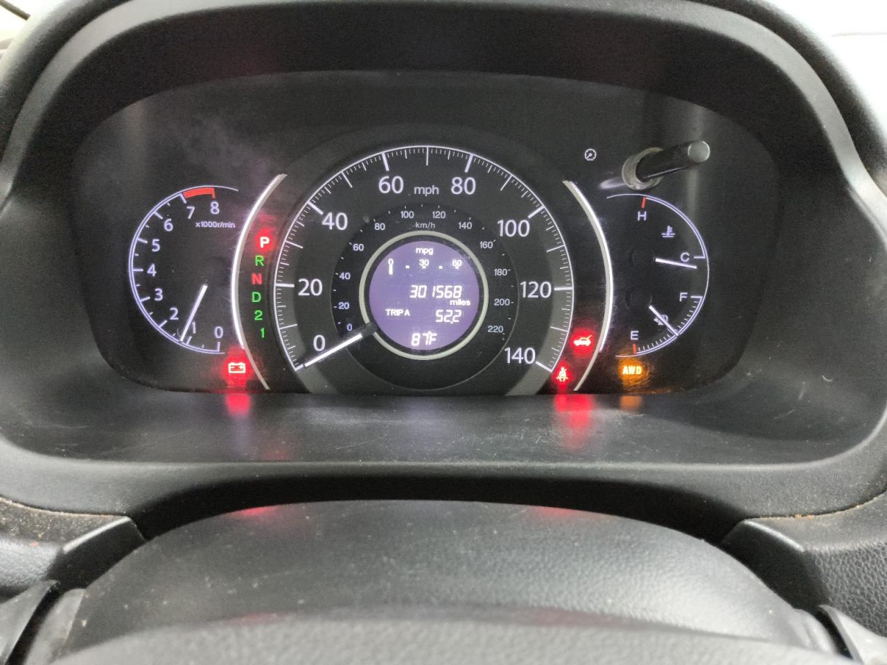 2012 Honda Cr-v Exl Black vin: 5J6RM4H77CL003558 Damage: Warning Light - Abs, On, Unacceptable