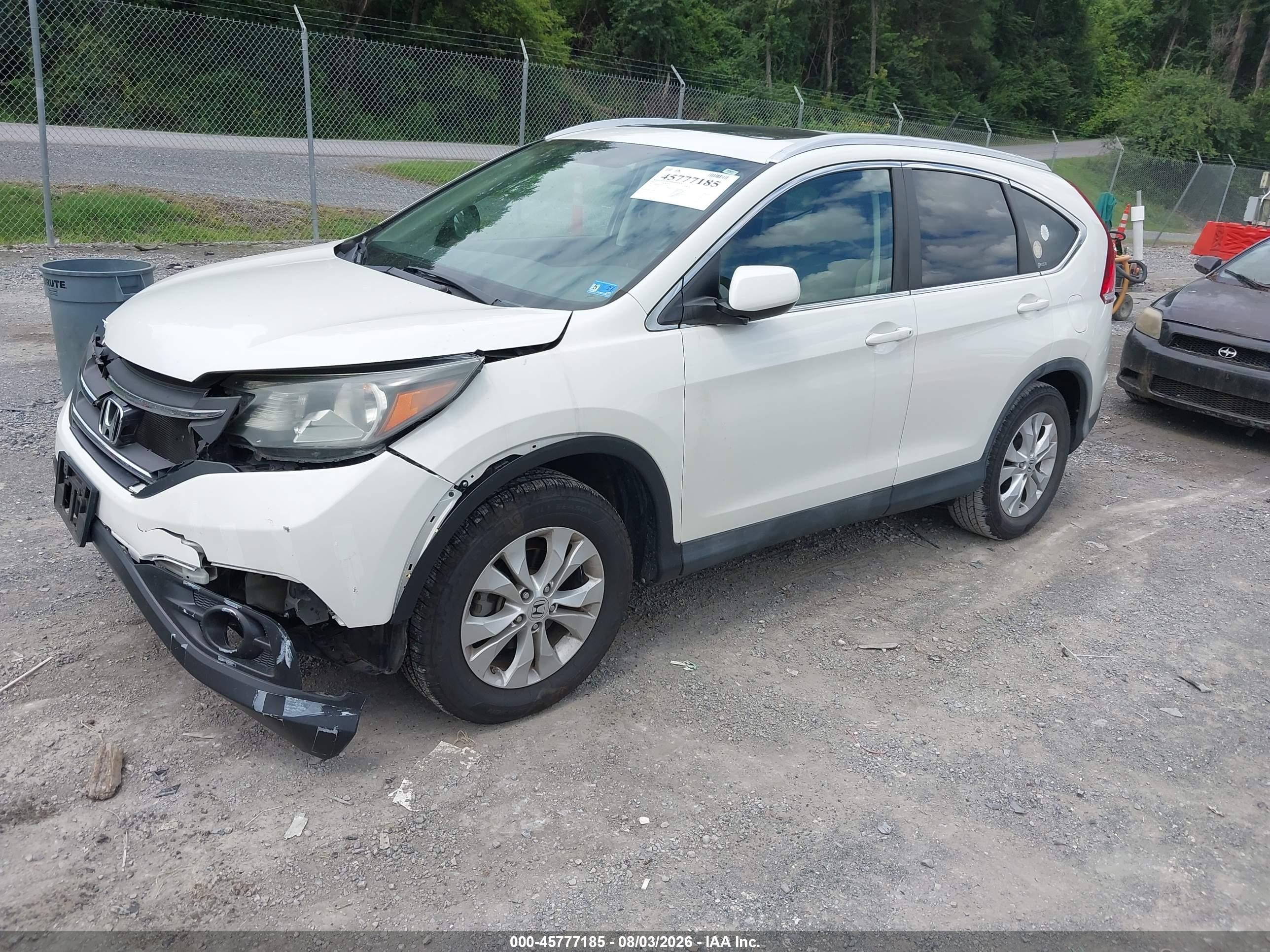 2012 Honda Cr-v Ex-l White vin: 5J6RM4H77CL057345