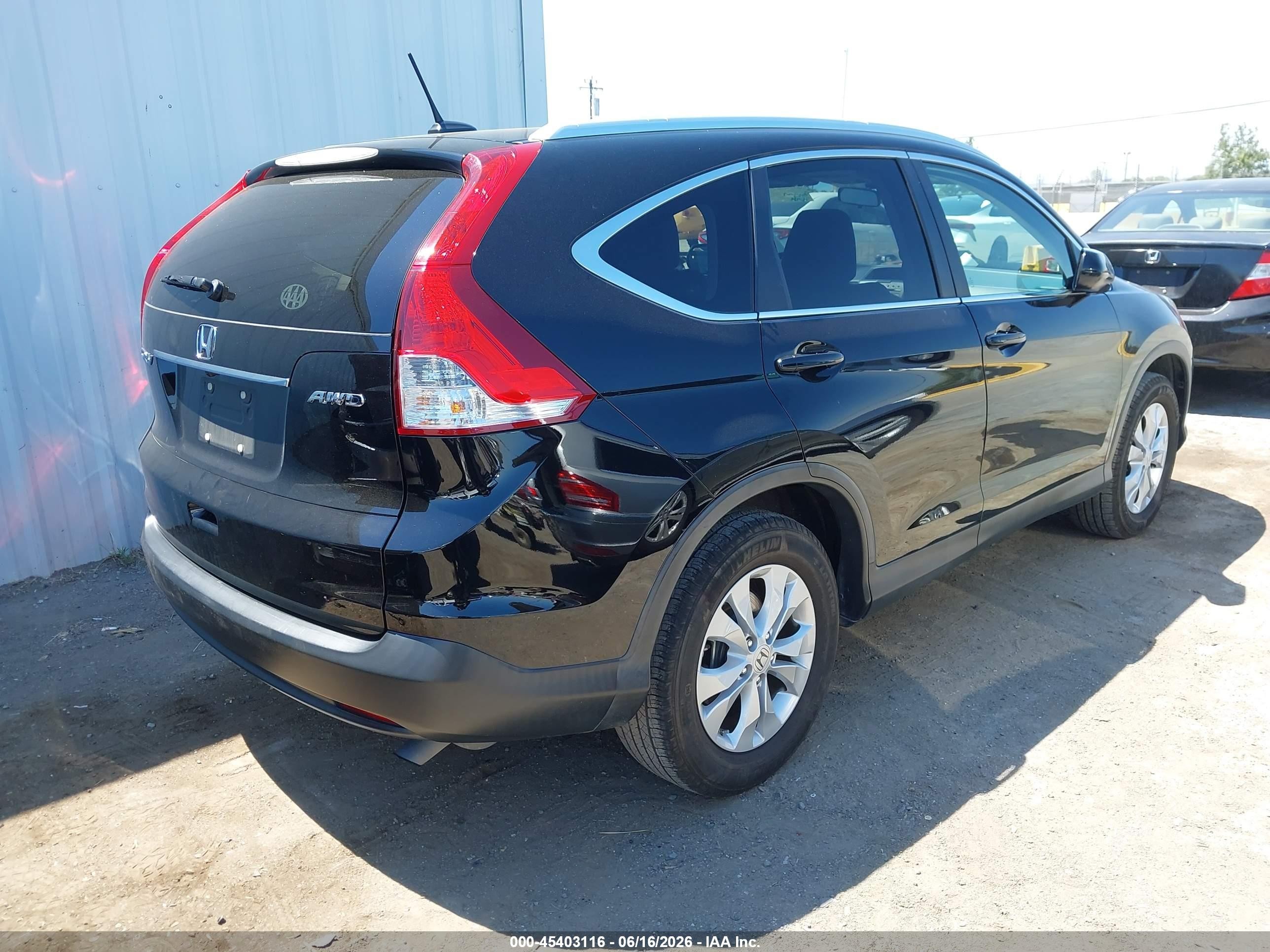 2013 Honda Cr-v Ex-l Black vin: 5J6RM4H77DL006154