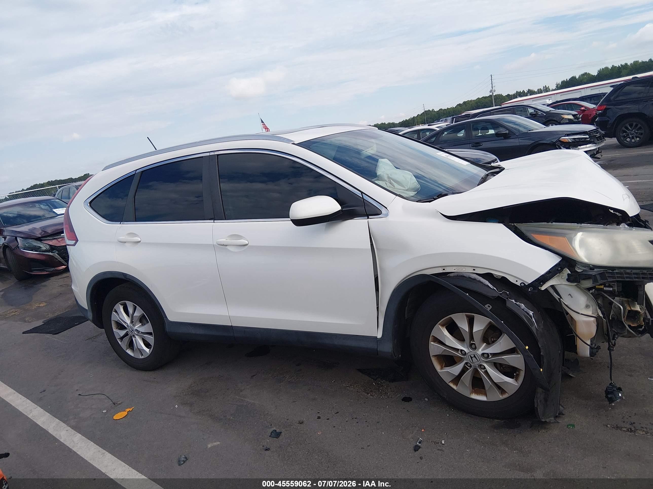 2013 Honda Cr-v Ex-l White vin: 5J6RM4H77DL023598
