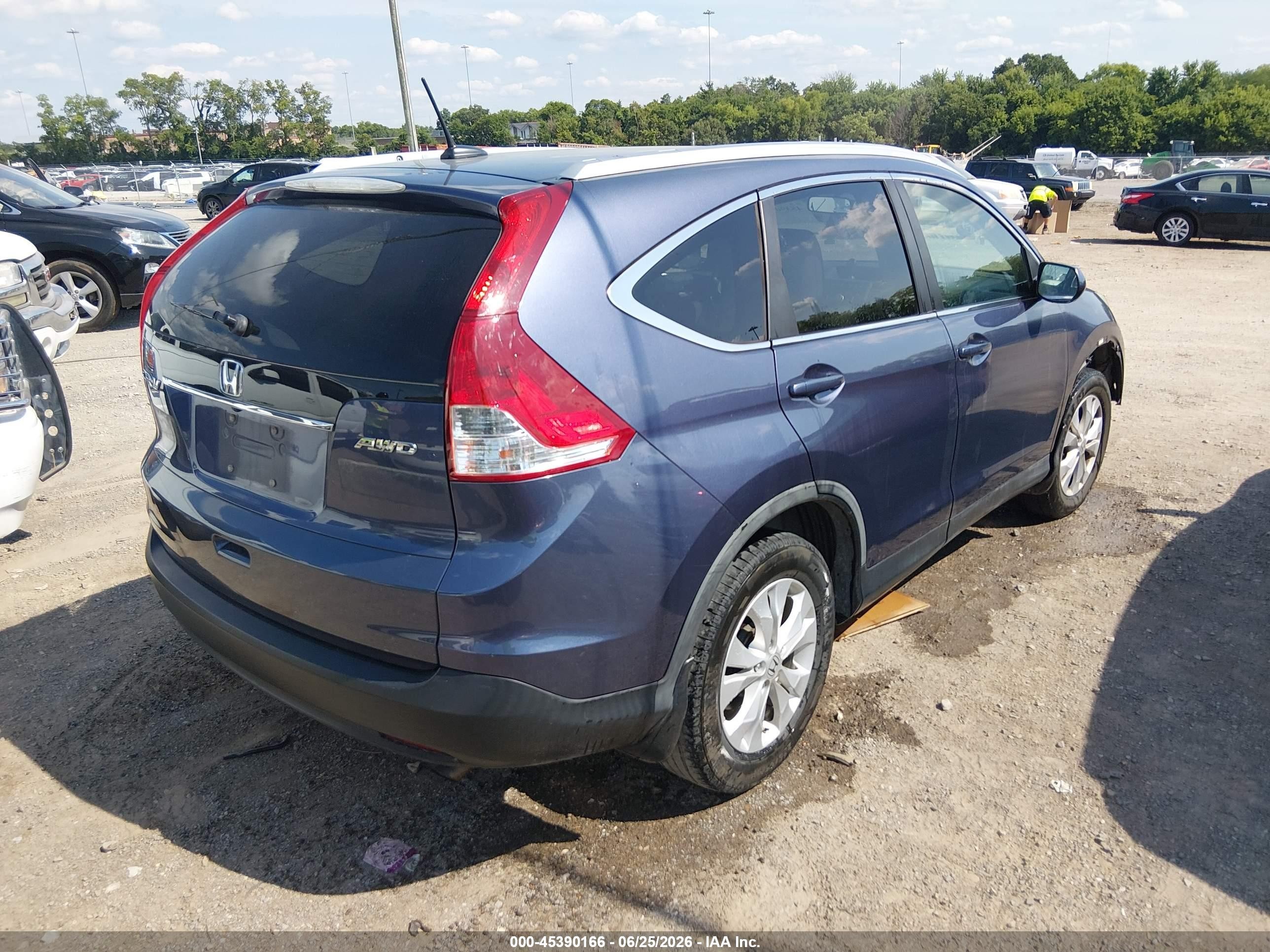 2013 Honda Cr-v Ex-l Blue vin: 5J6RM4H77DL038151