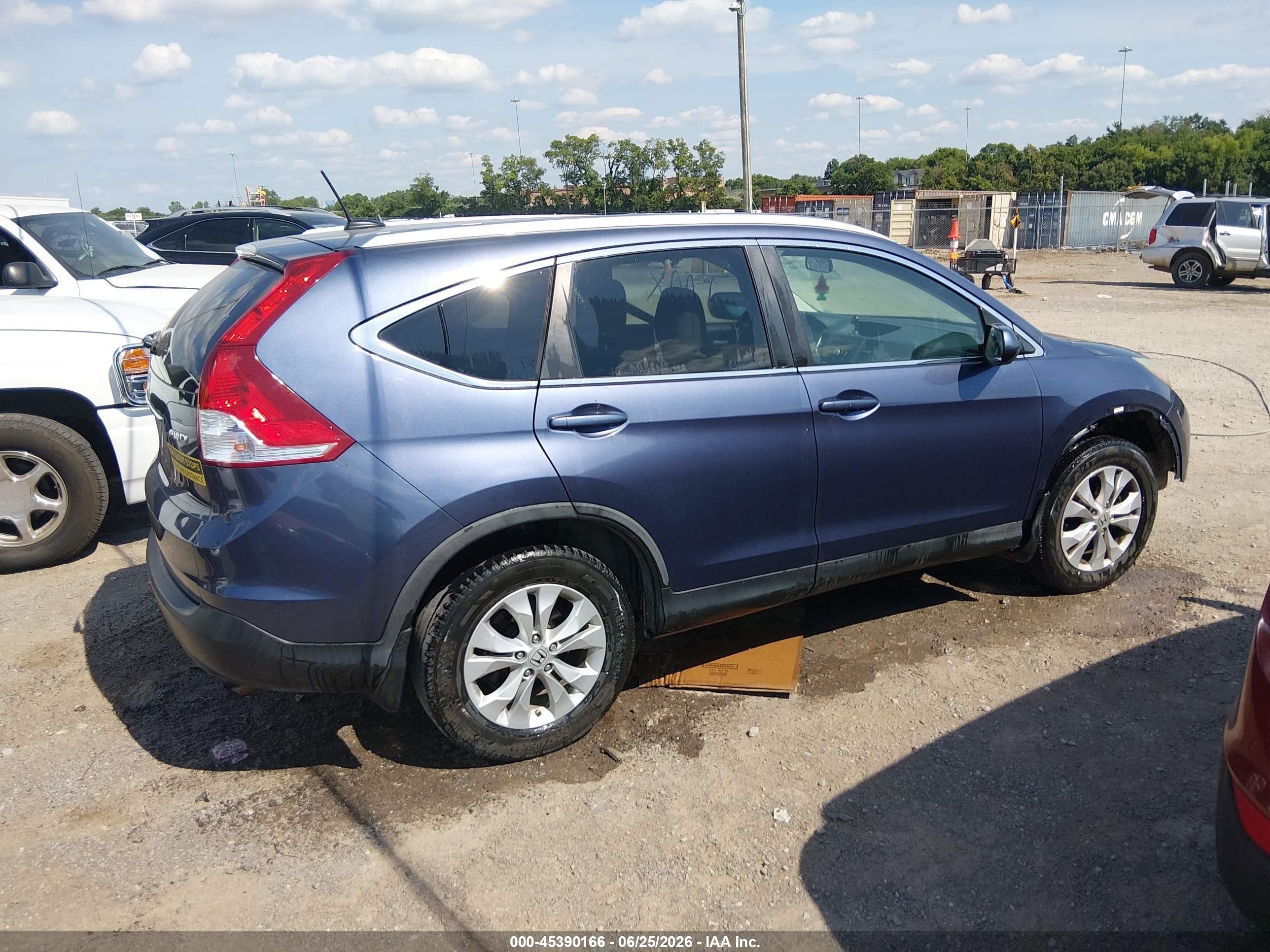 2013 Honda Cr-v Ex-l Blue vin: 5J6RM4H77DL038151