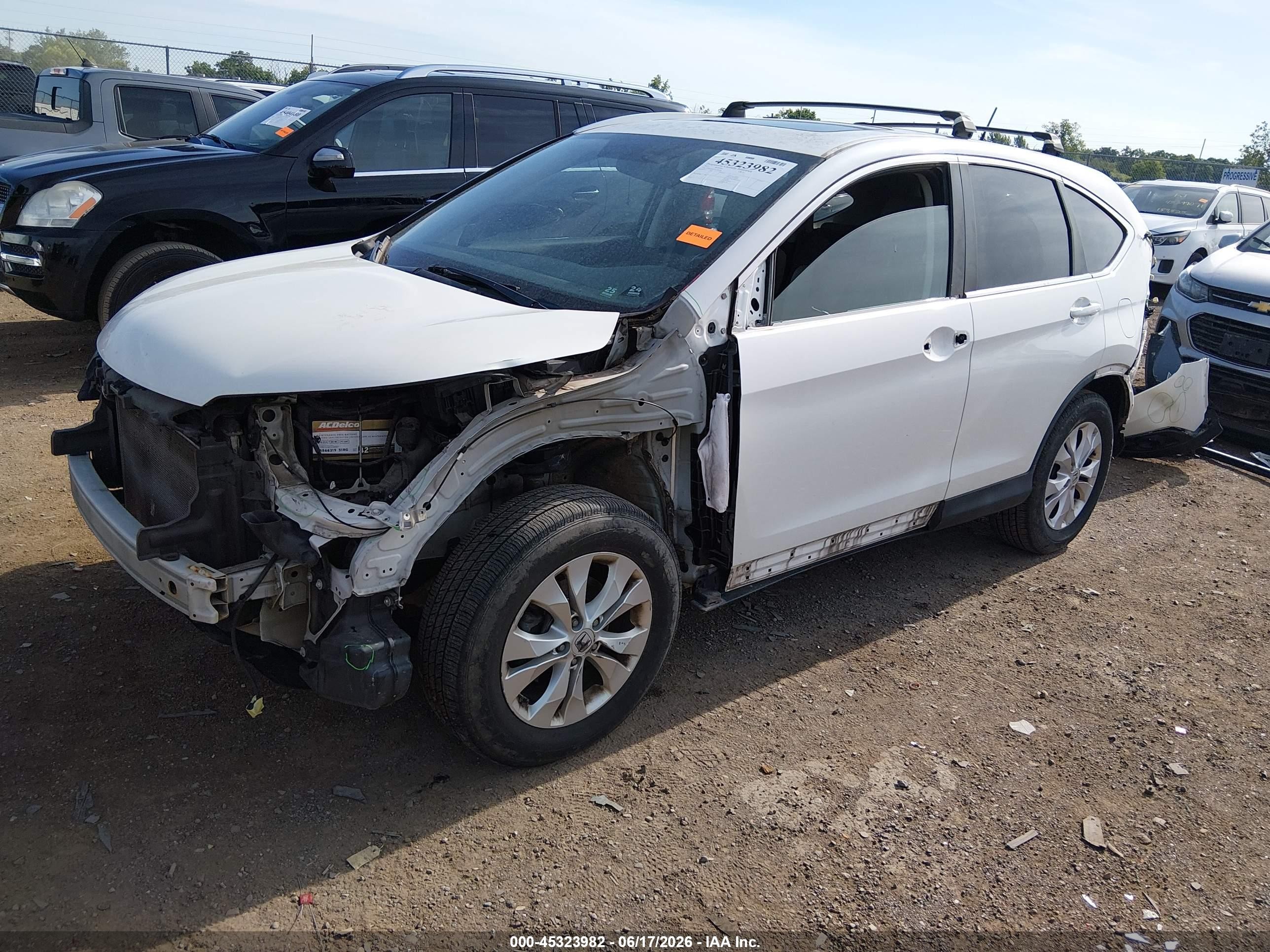 2013 Honda Cr-v Ex-l White vin: 5J6RM4H77DL056228