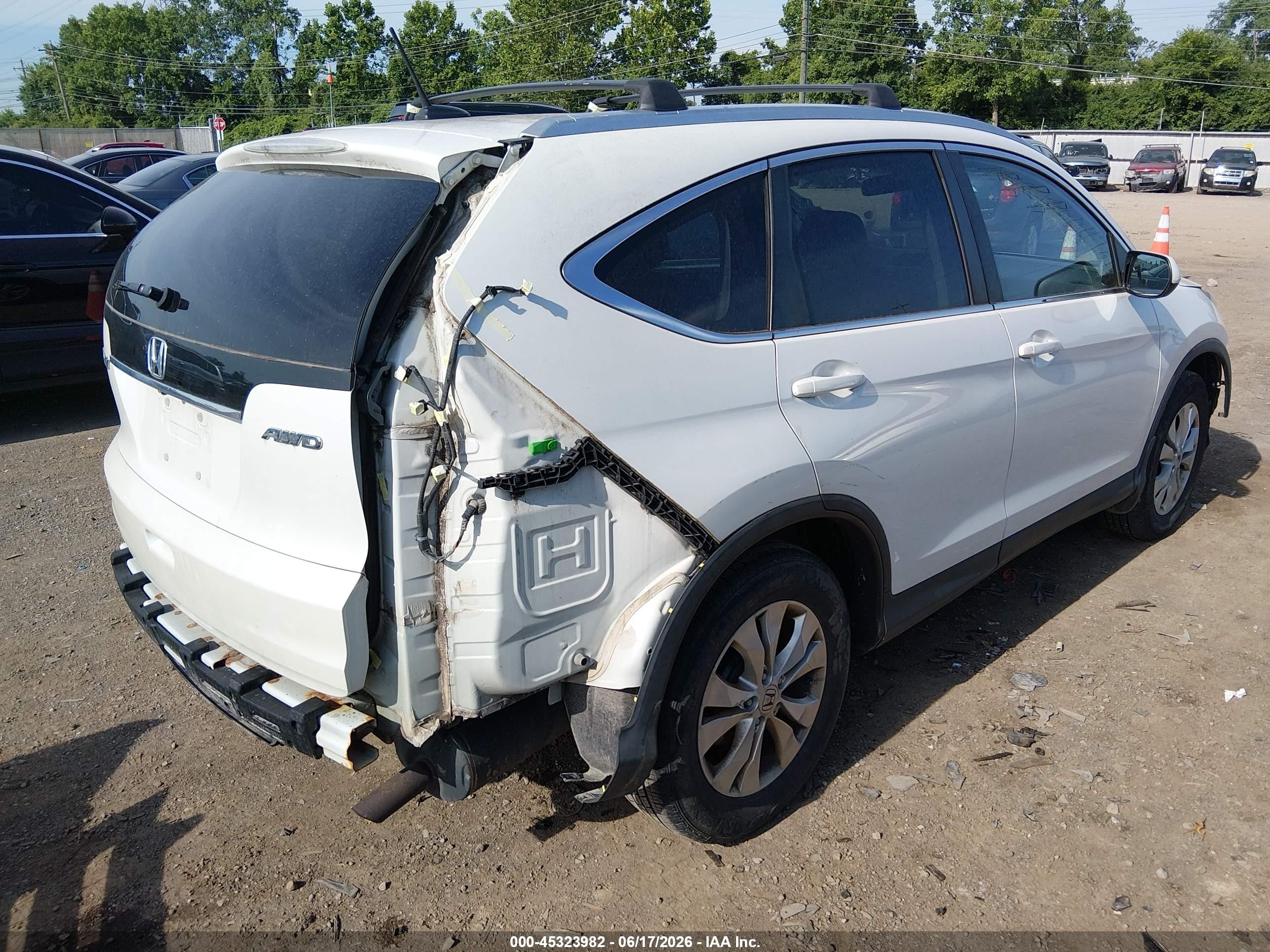 2013 Honda Cr-v Ex-l White vin: 5J6RM4H77DL056228