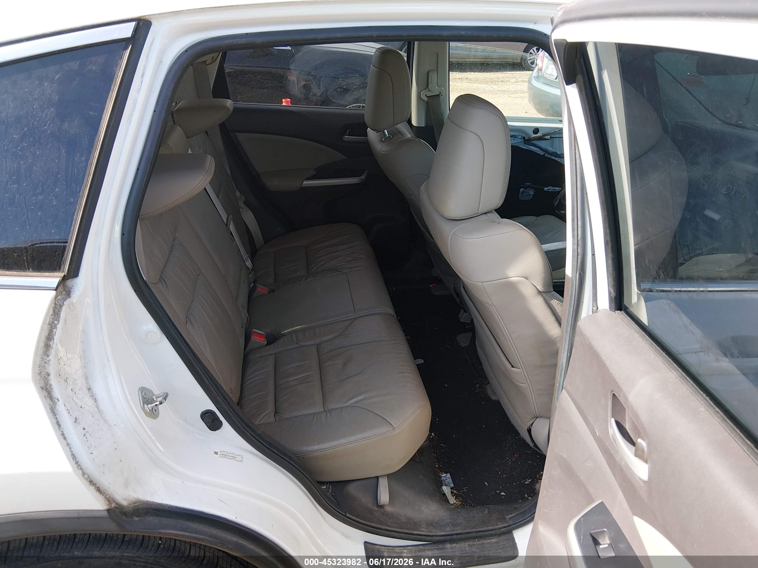 2013 Honda Cr-v Ex-l White vin: 5J6RM4H77DL056228