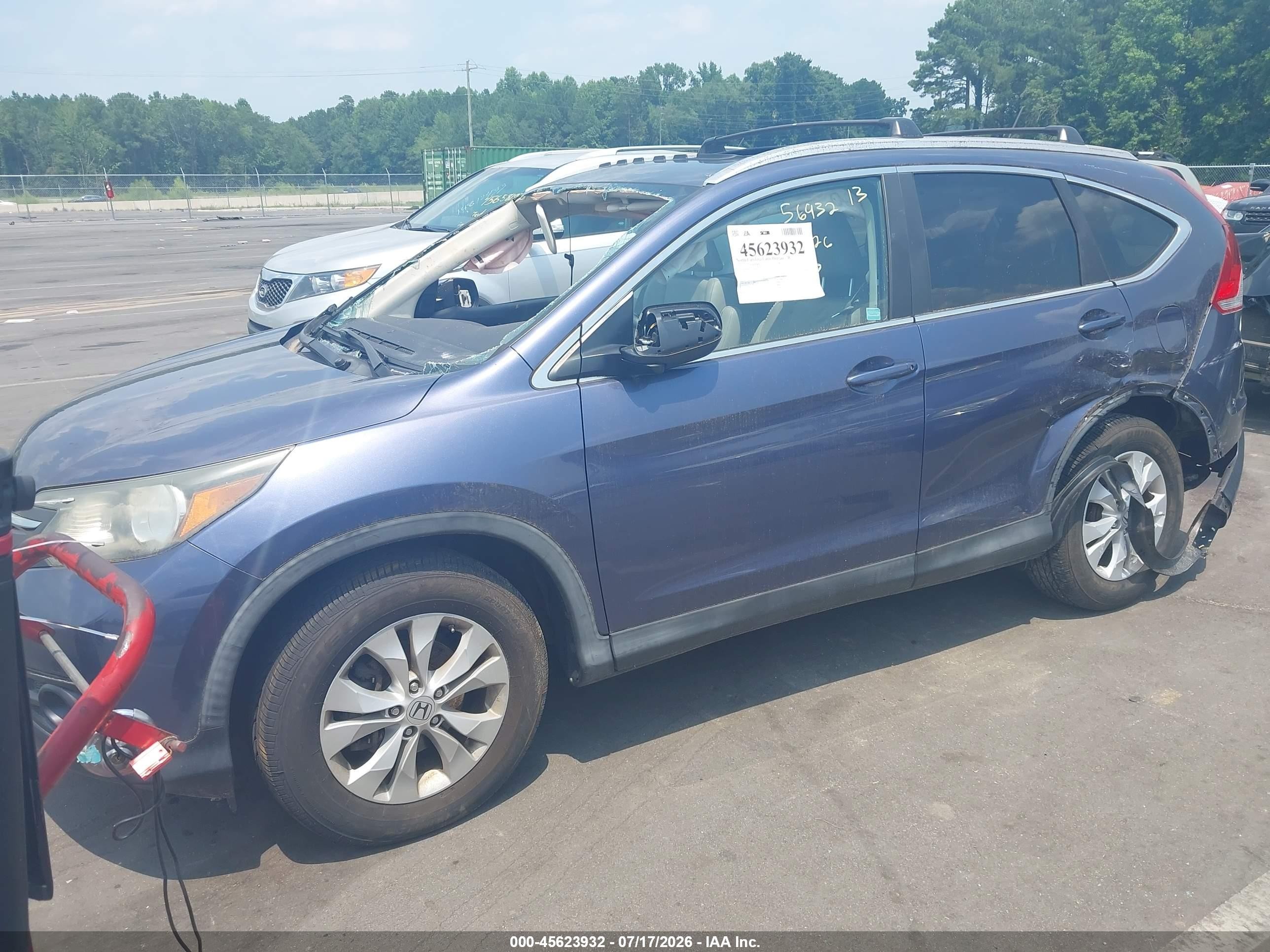 2013 Honda Cr-v Ex-l Blue vin: 5J6RM4H77DL063583
