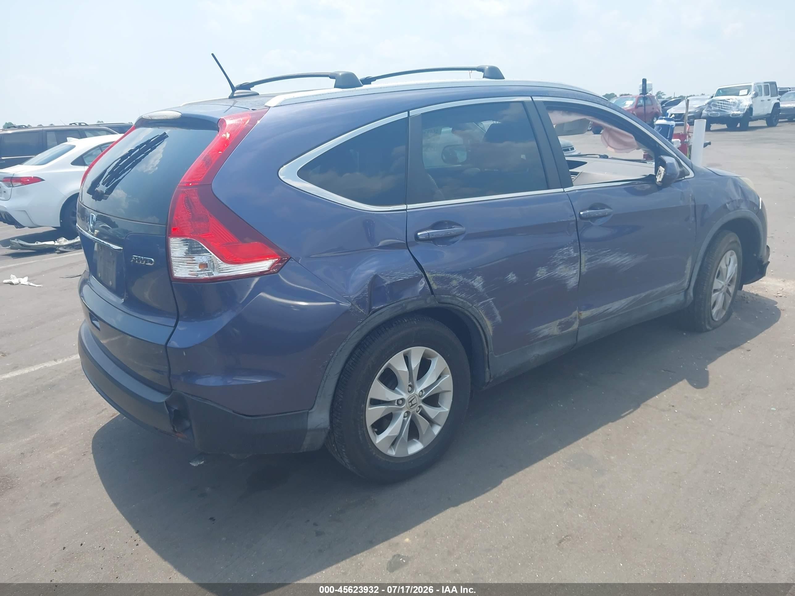 2013 Honda Cr-v Ex-l Blue vin: 5J6RM4H77DL063583