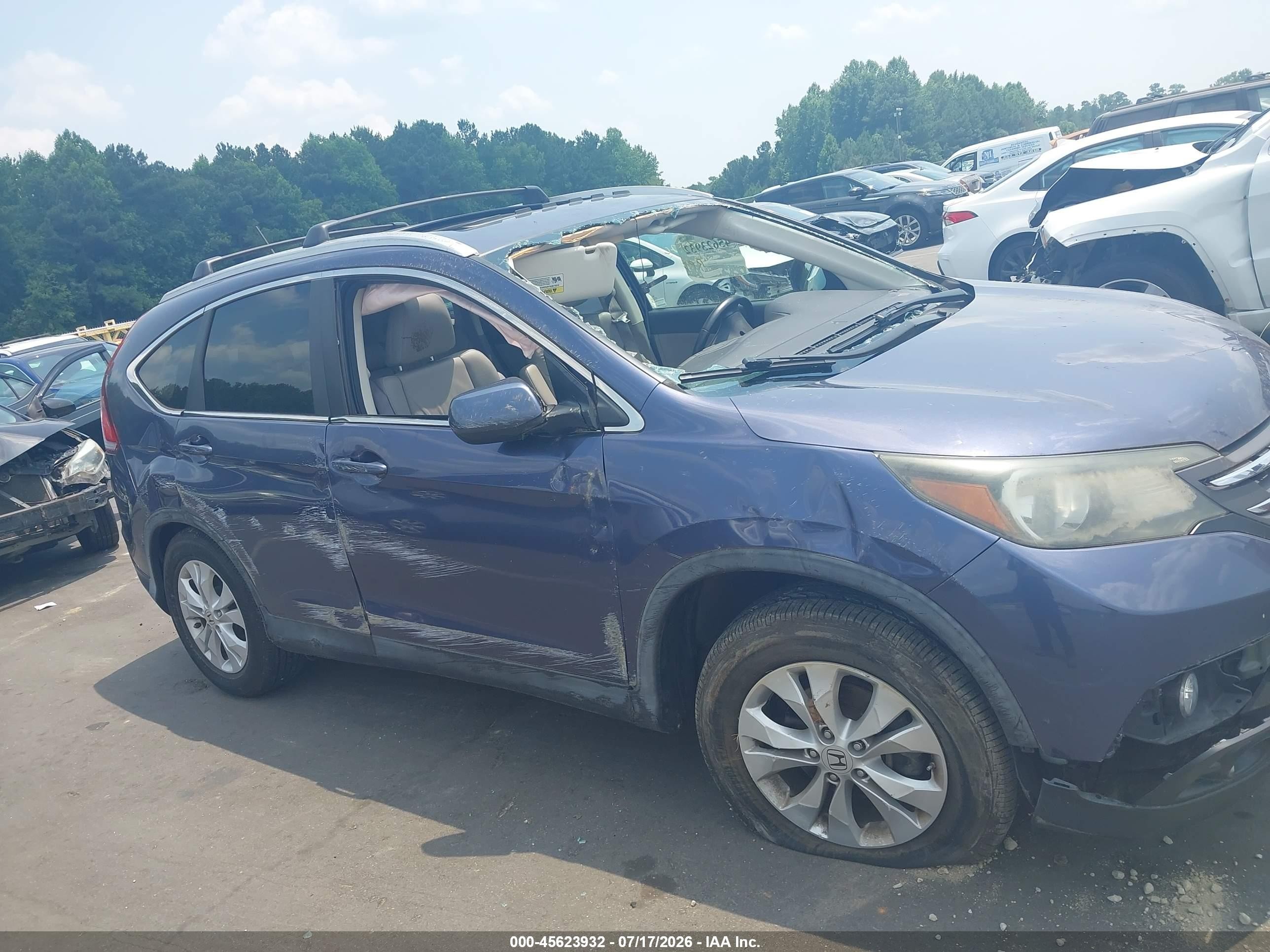 2013 Honda Cr-v Ex-l Blue vin: 5J6RM4H77DL063583