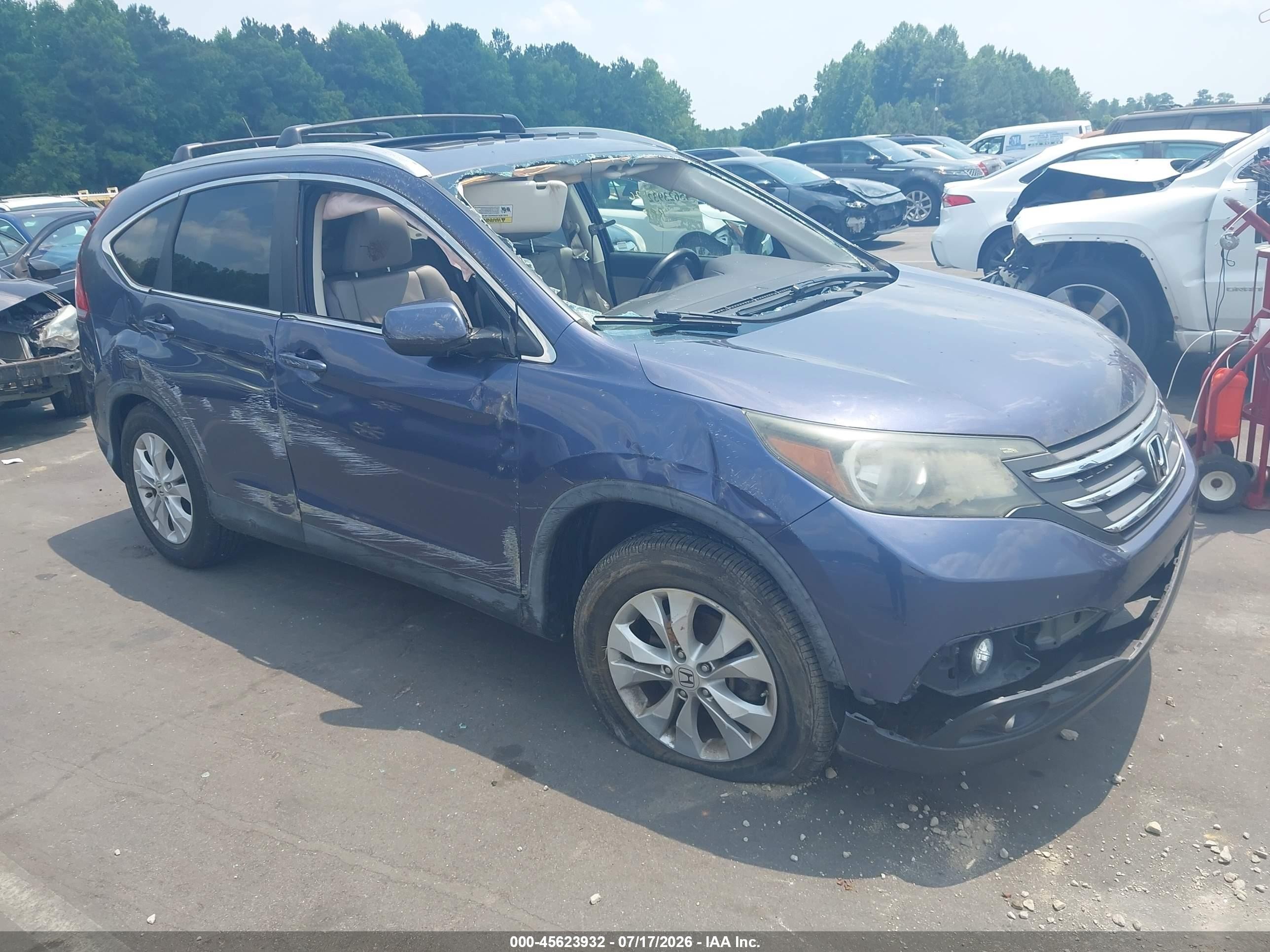 2013 Honda Cr-v Ex-l Blue vin: 5J6RM4H77DL063583
