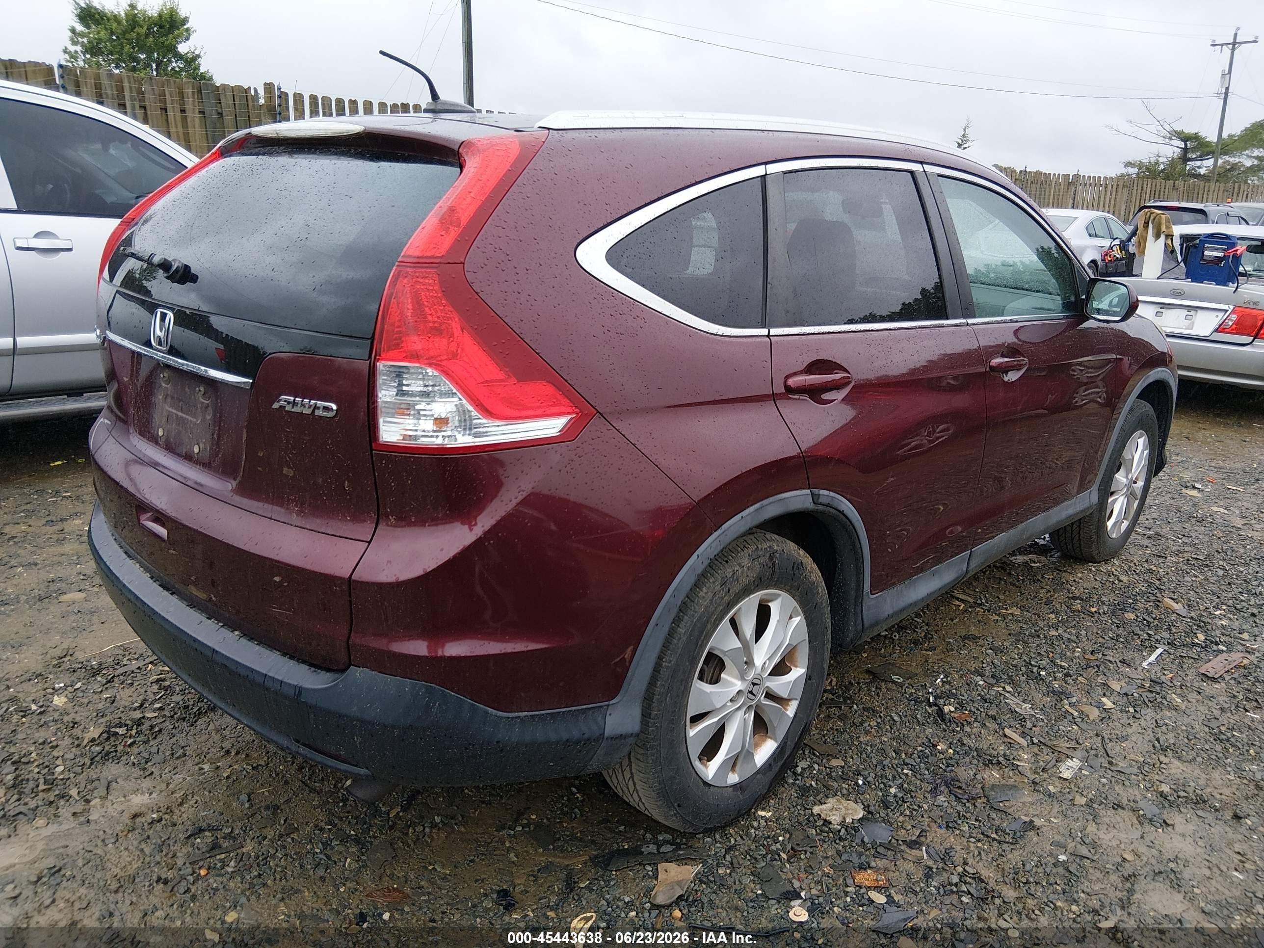 2014 Honda Cr-v Ex-l Maroon vin: 5J6RM4H77EL031427