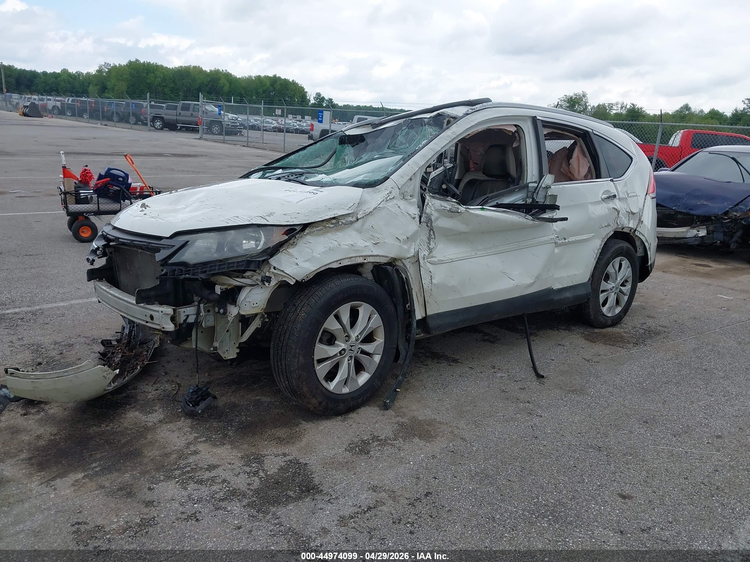 2014 Honda Cr-v Ex-l White vin: 5J6RM4H77EL041732