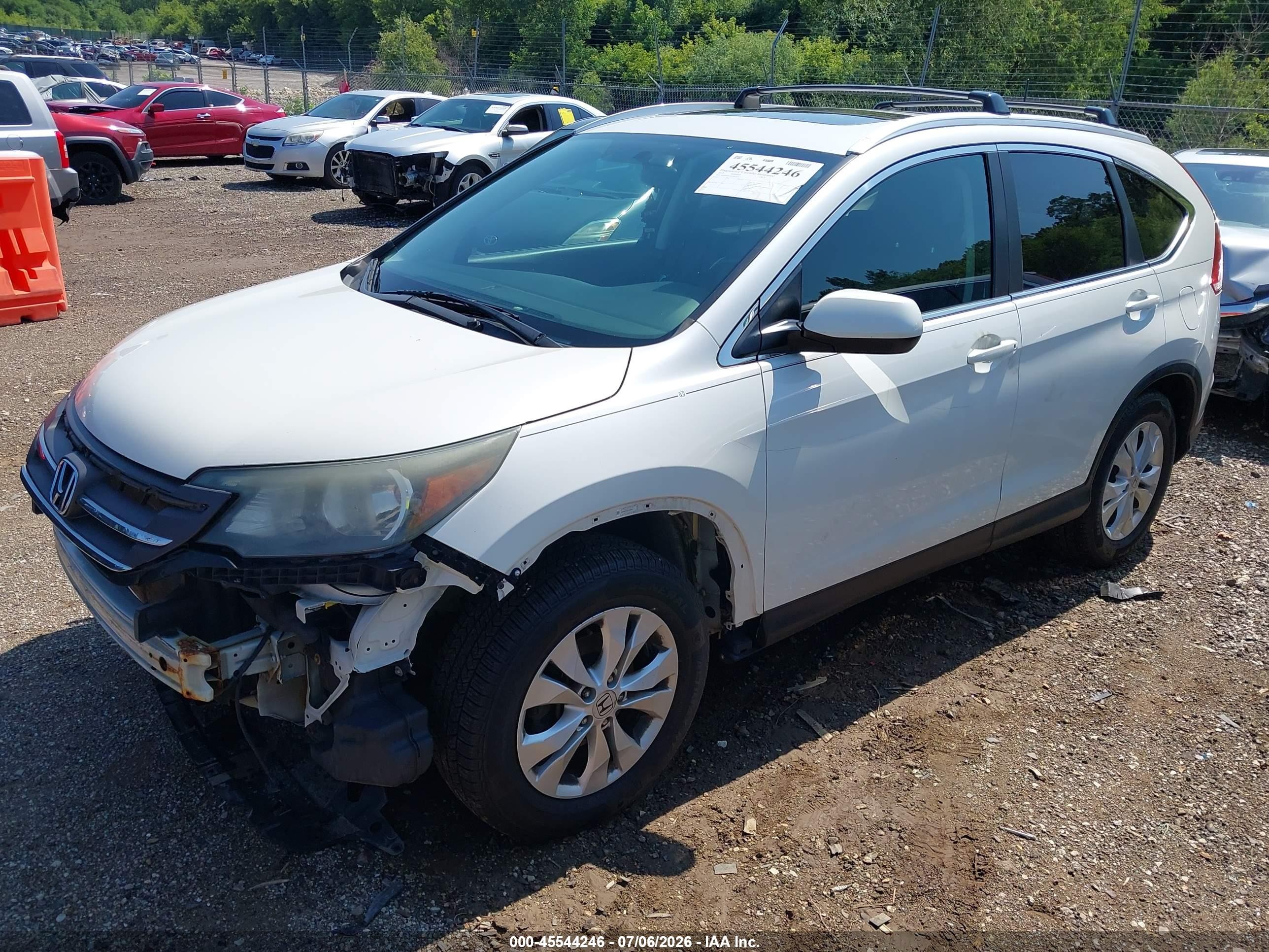 2014 Honda Cr-v Ex-l White vin: 5J6RM4H77EL043609