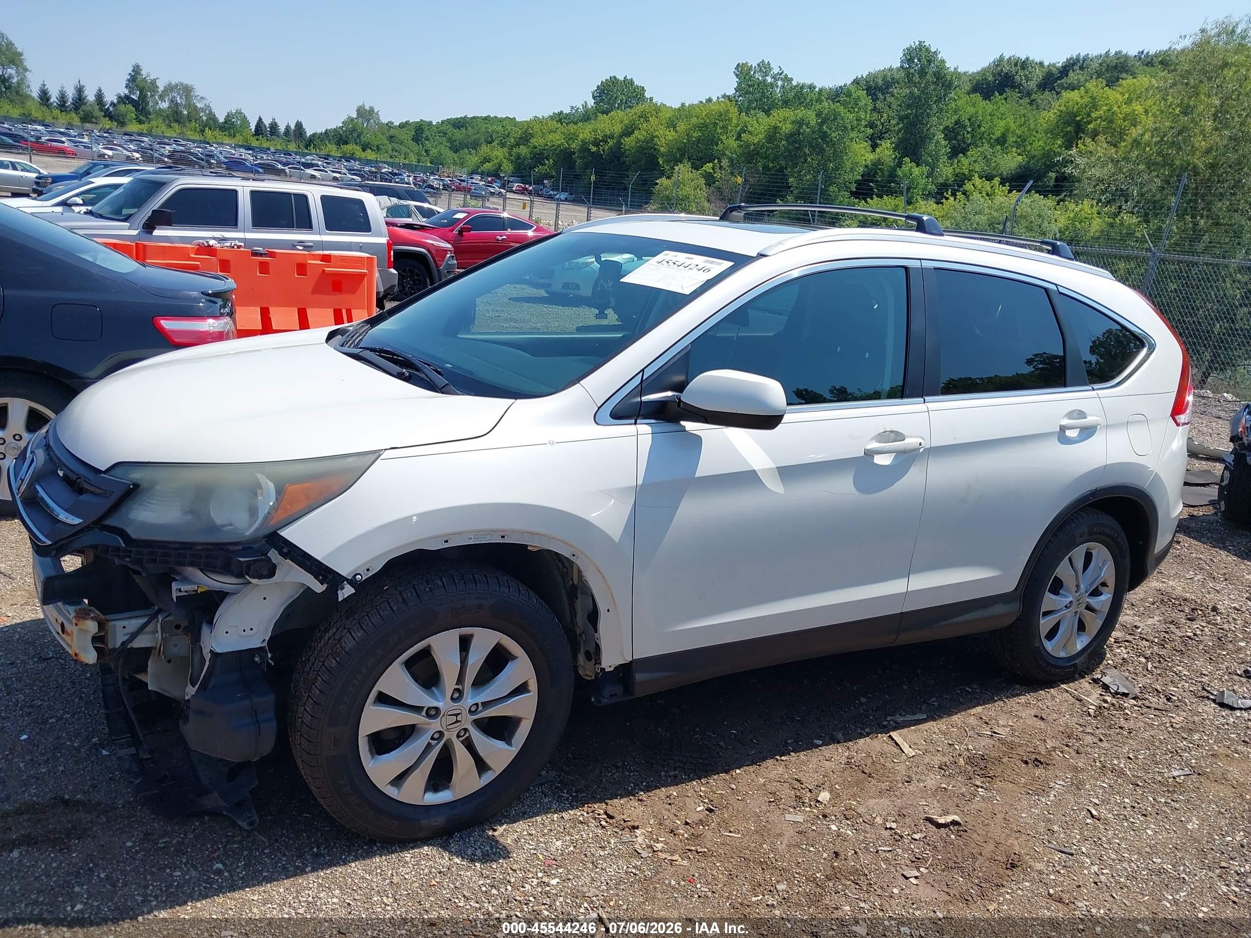 2014 Honda Cr-v Ex-l White vin: 5J6RM4H77EL043609