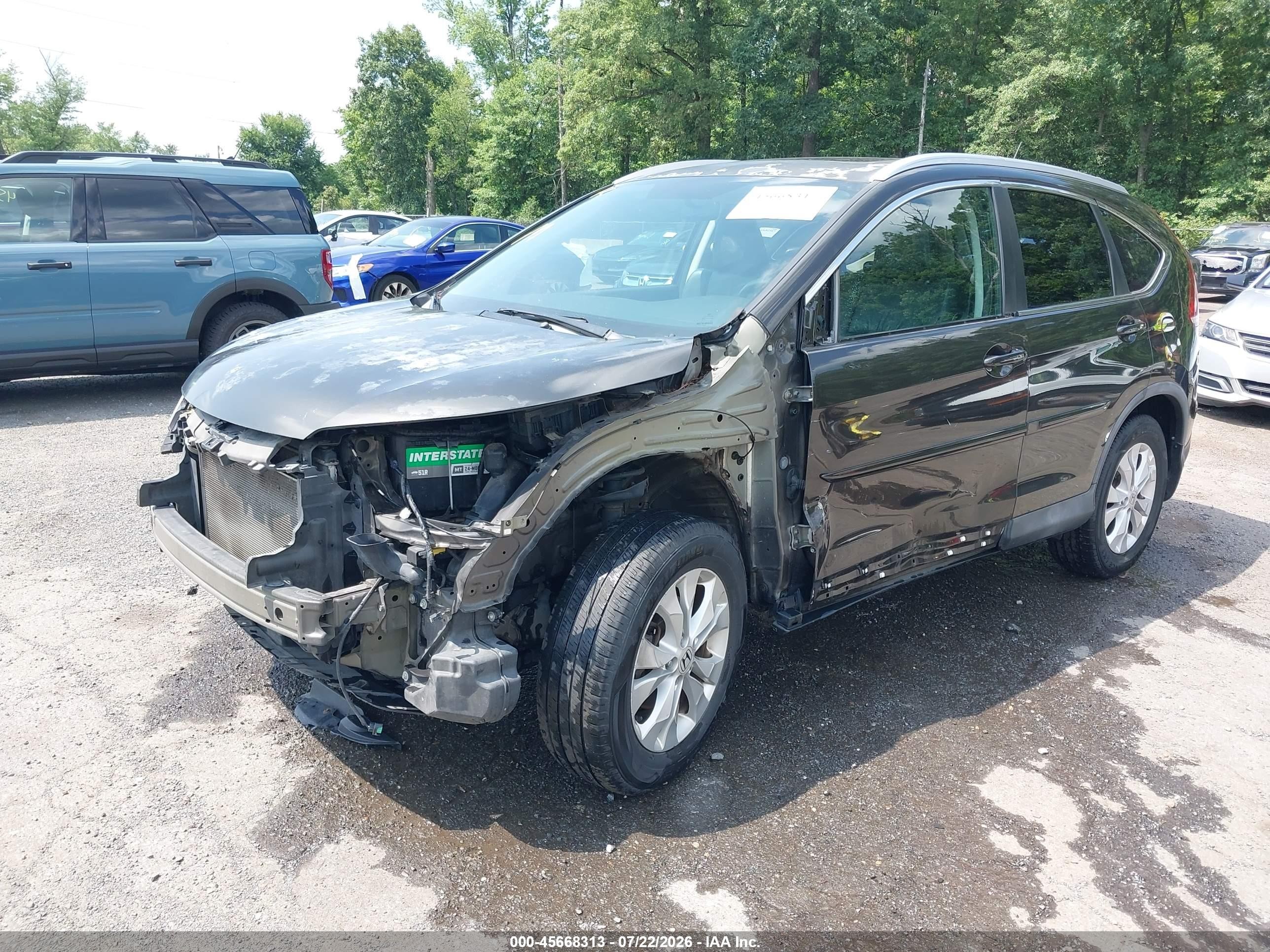 2014 Honda Cr-v Ex-l Gray vin: 5J6RM4H77EL044758
