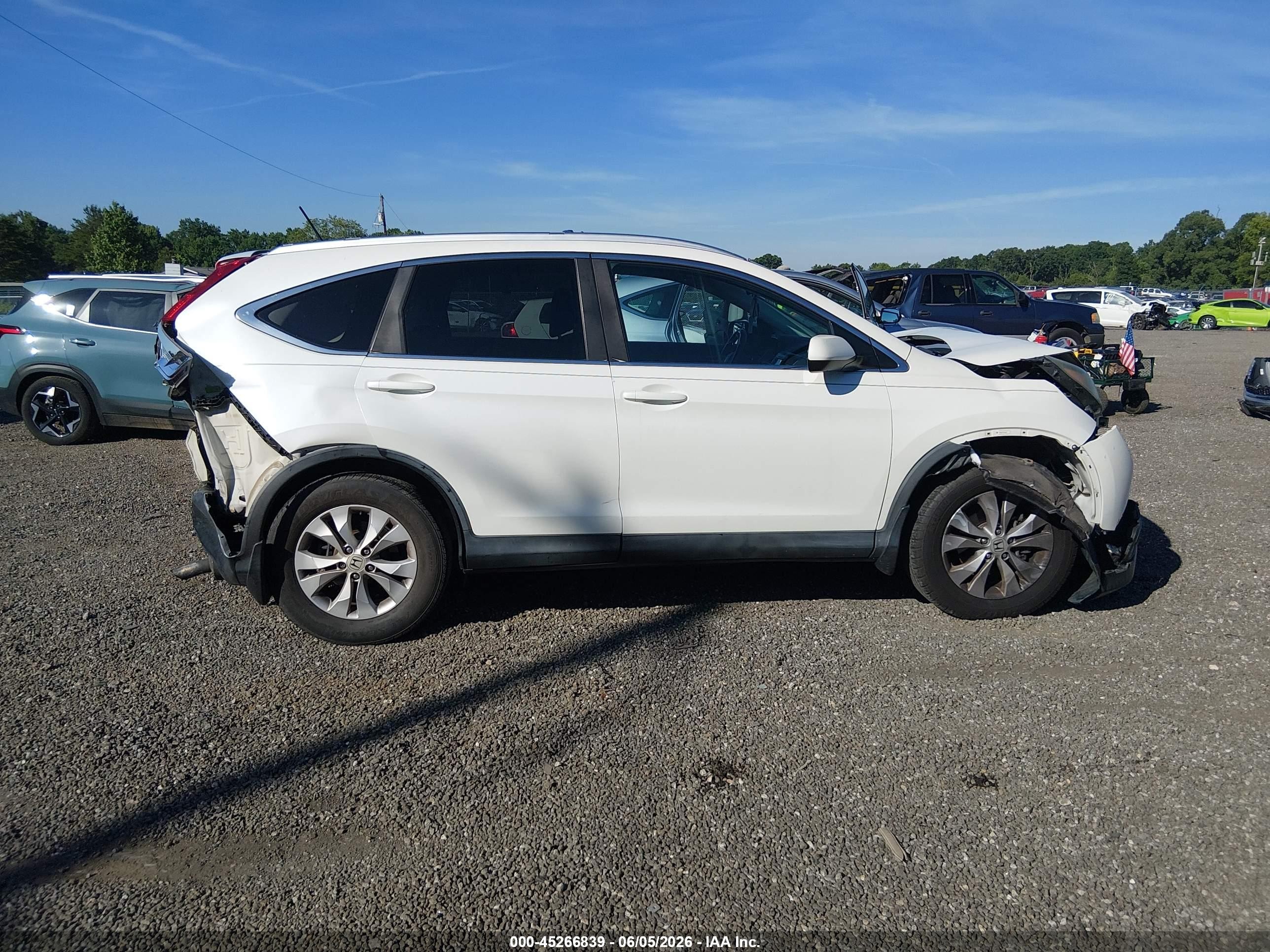 2014 Honda Cr-v Ex-l White vin: 5J6RM4H77EL081843