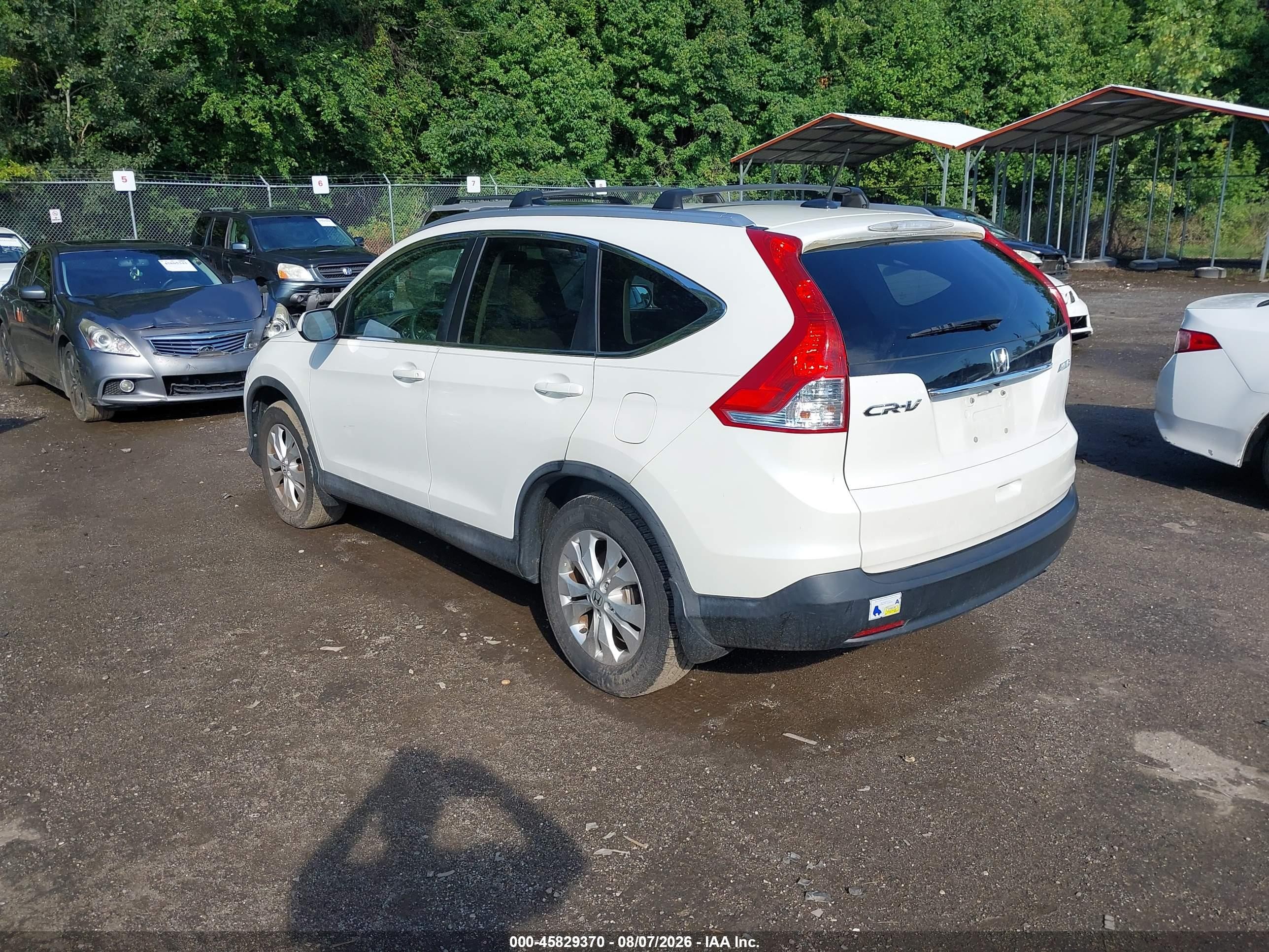 2014 Honda Cr-v Ex-l White vin: 5J6RM4H77EL111004