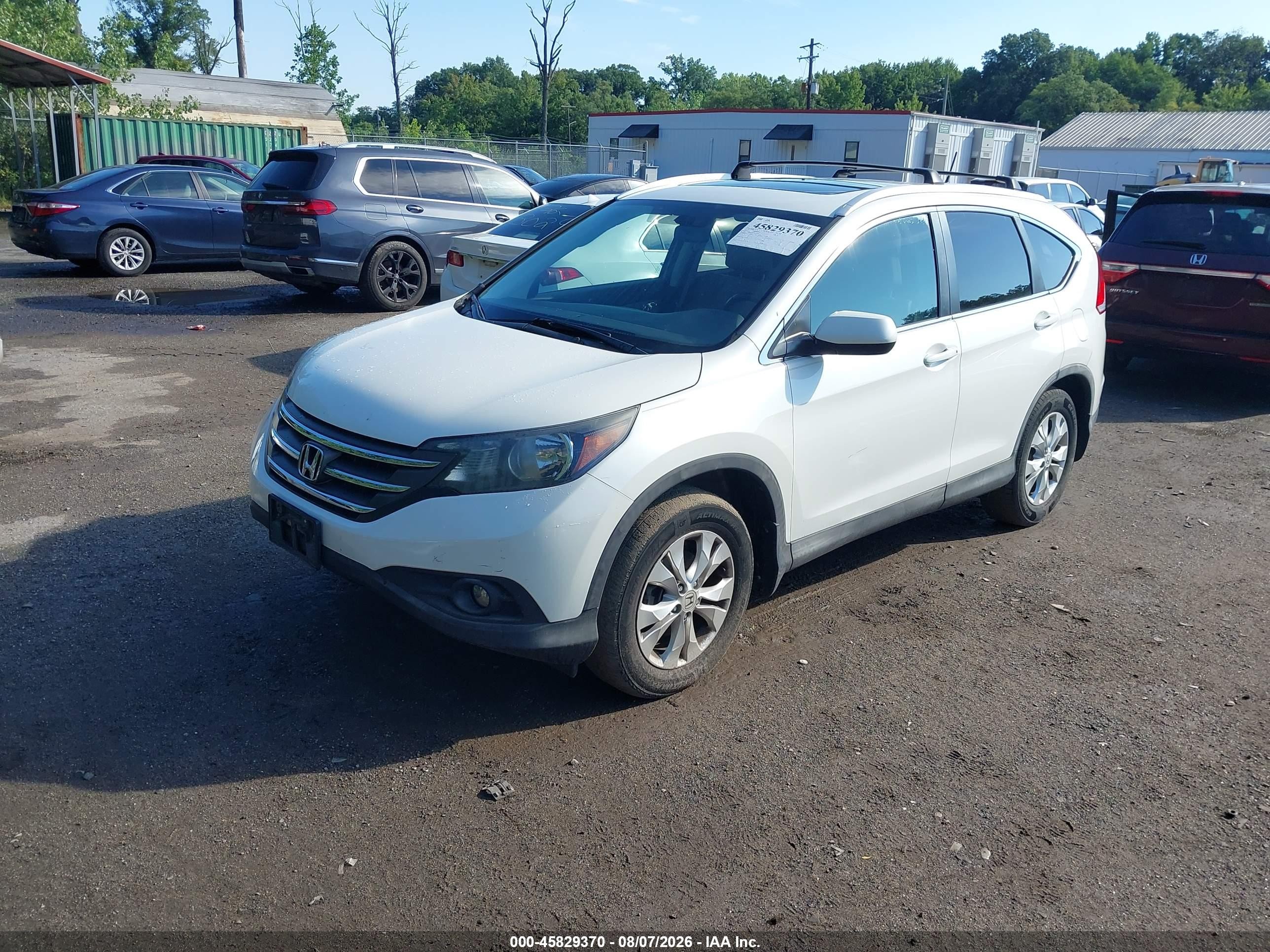 2014 Honda Cr-v Ex-l White vin: 5J6RM4H77EL111004