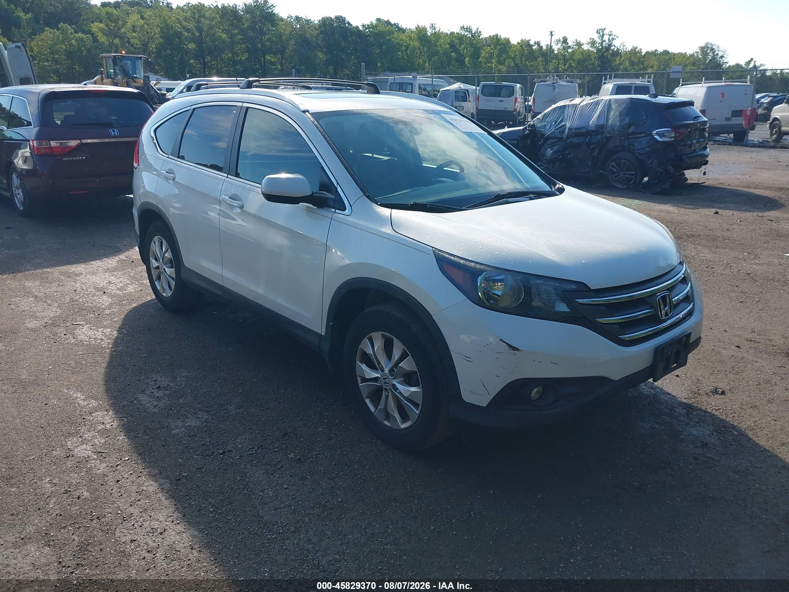 2014 Honda Cr-v Ex-l White vin: 5J6RM4H77EL111004