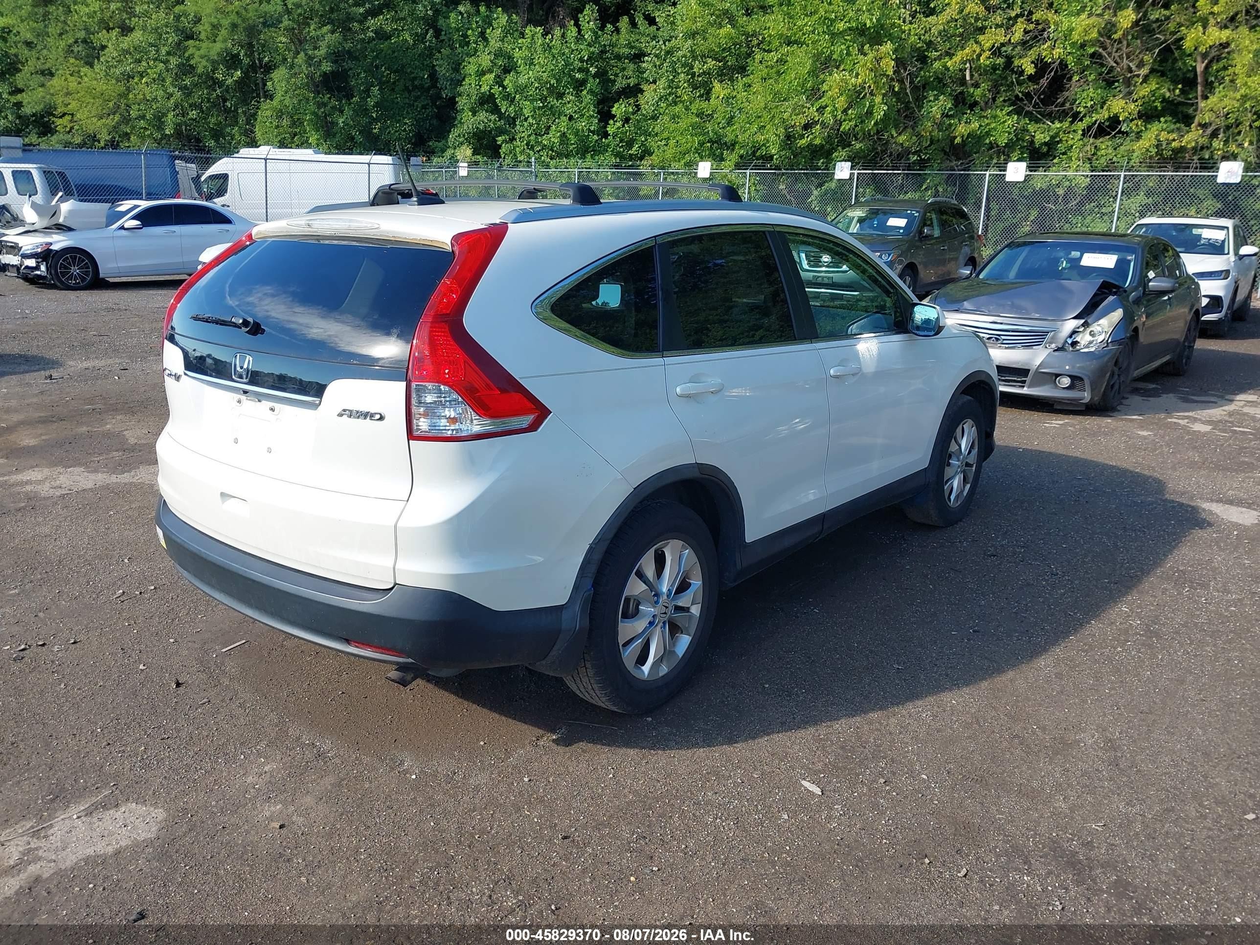 2014 Honda Cr-v Ex-l White vin: 5J6RM4H77EL111004