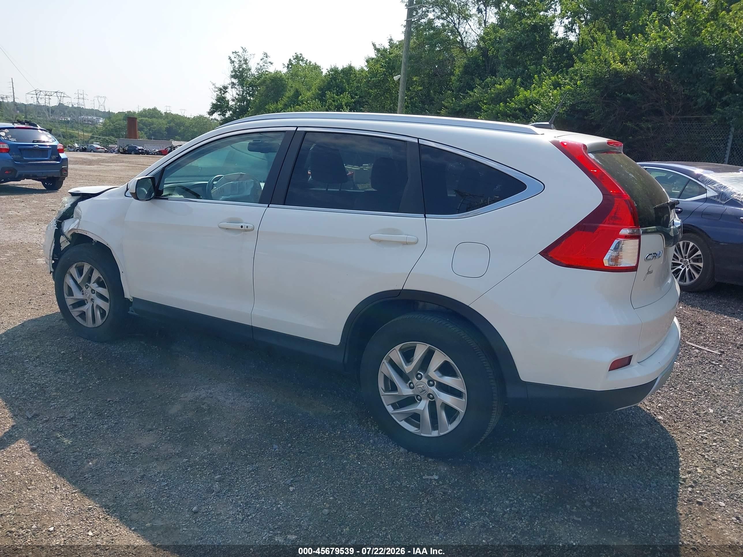 2015 Honda Cr-v Ex-l White vin: 5J6RM4H77FL051923