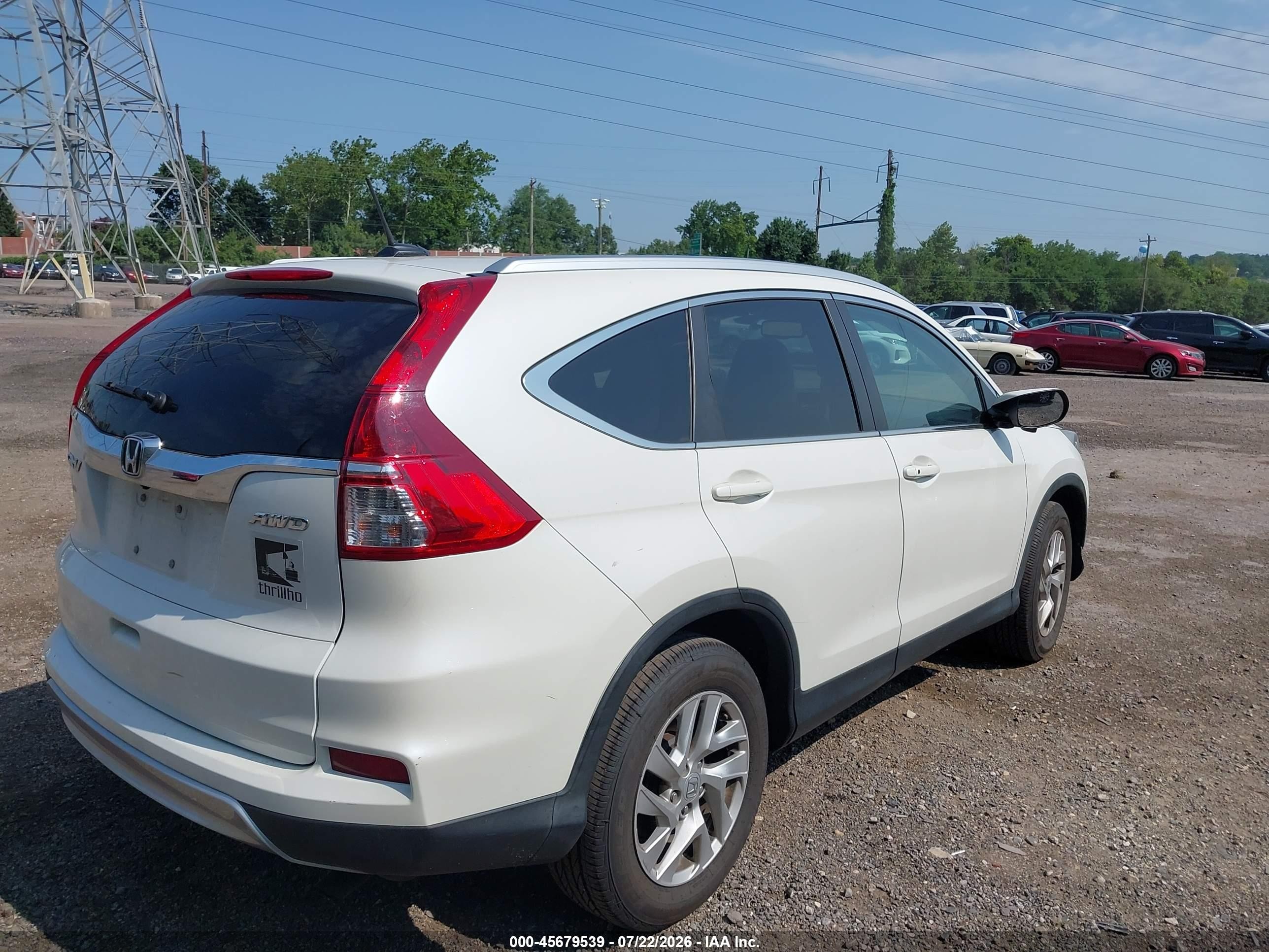 2015 Honda Cr-v Ex-l White vin: 5J6RM4H77FL051923