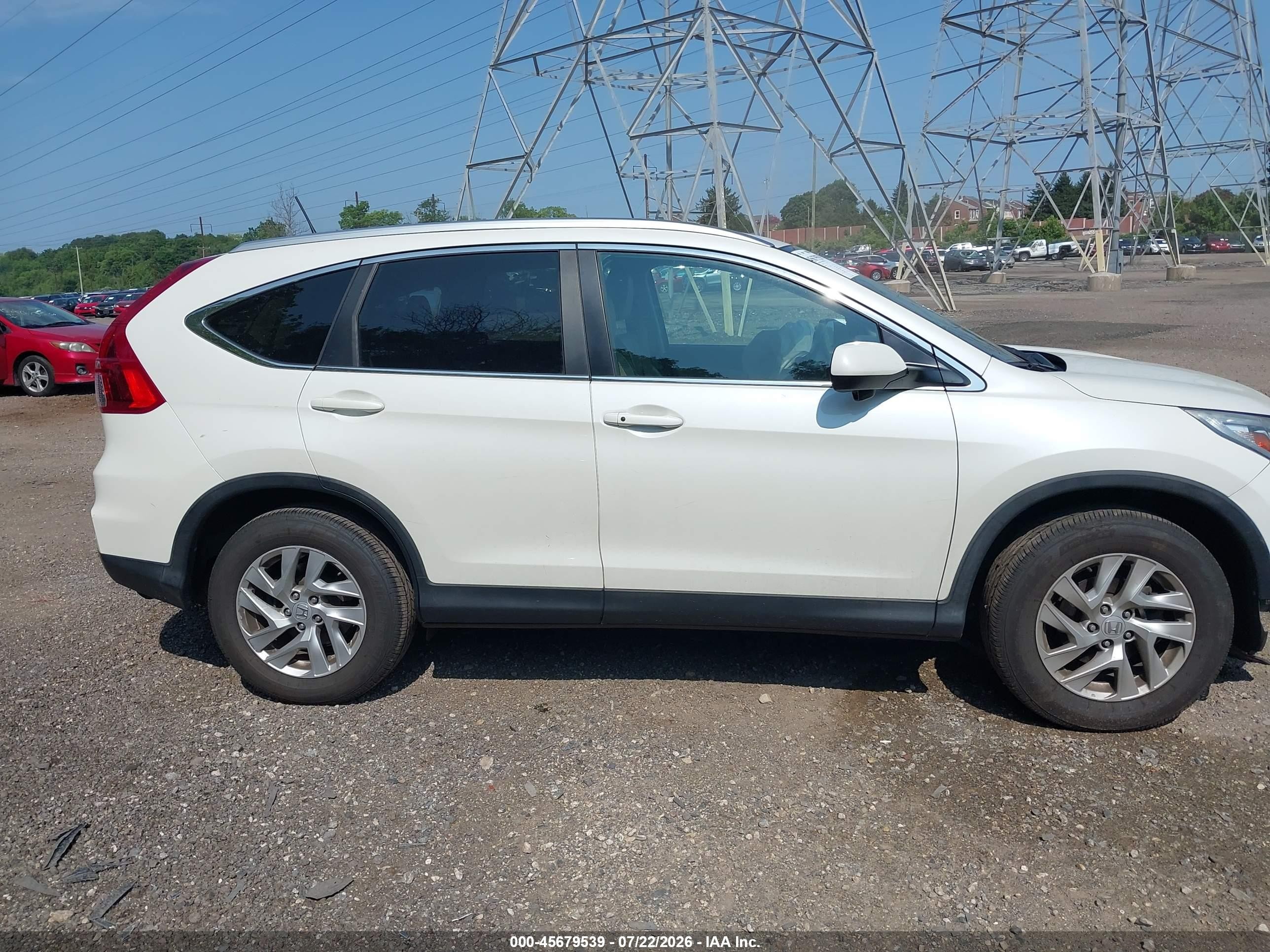 2015 Honda Cr-v Ex-l White vin: 5J6RM4H77FL051923