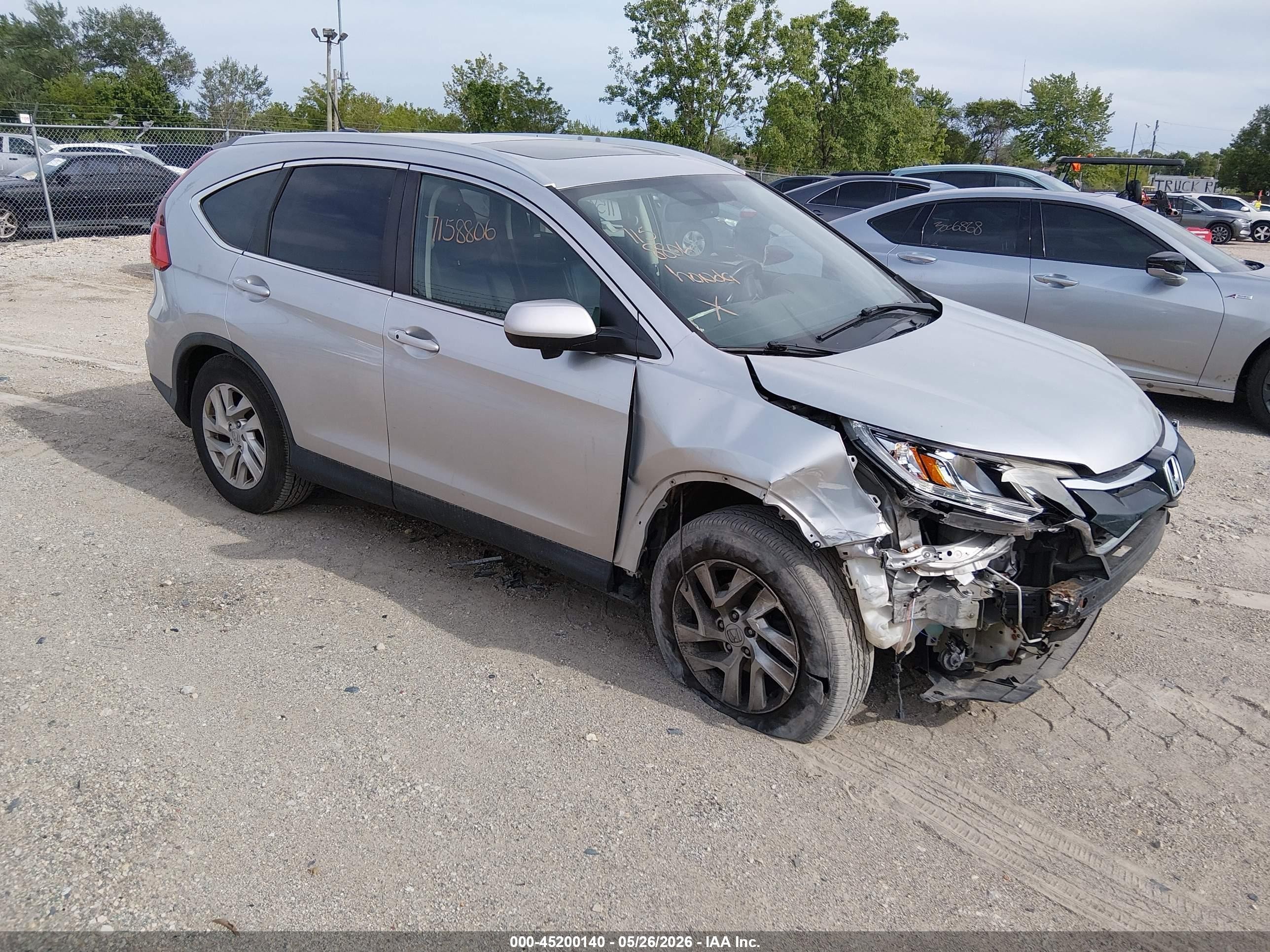 2015 Honda Cr-v Ex-l Silver vin: 5J6RM4H77FL077115