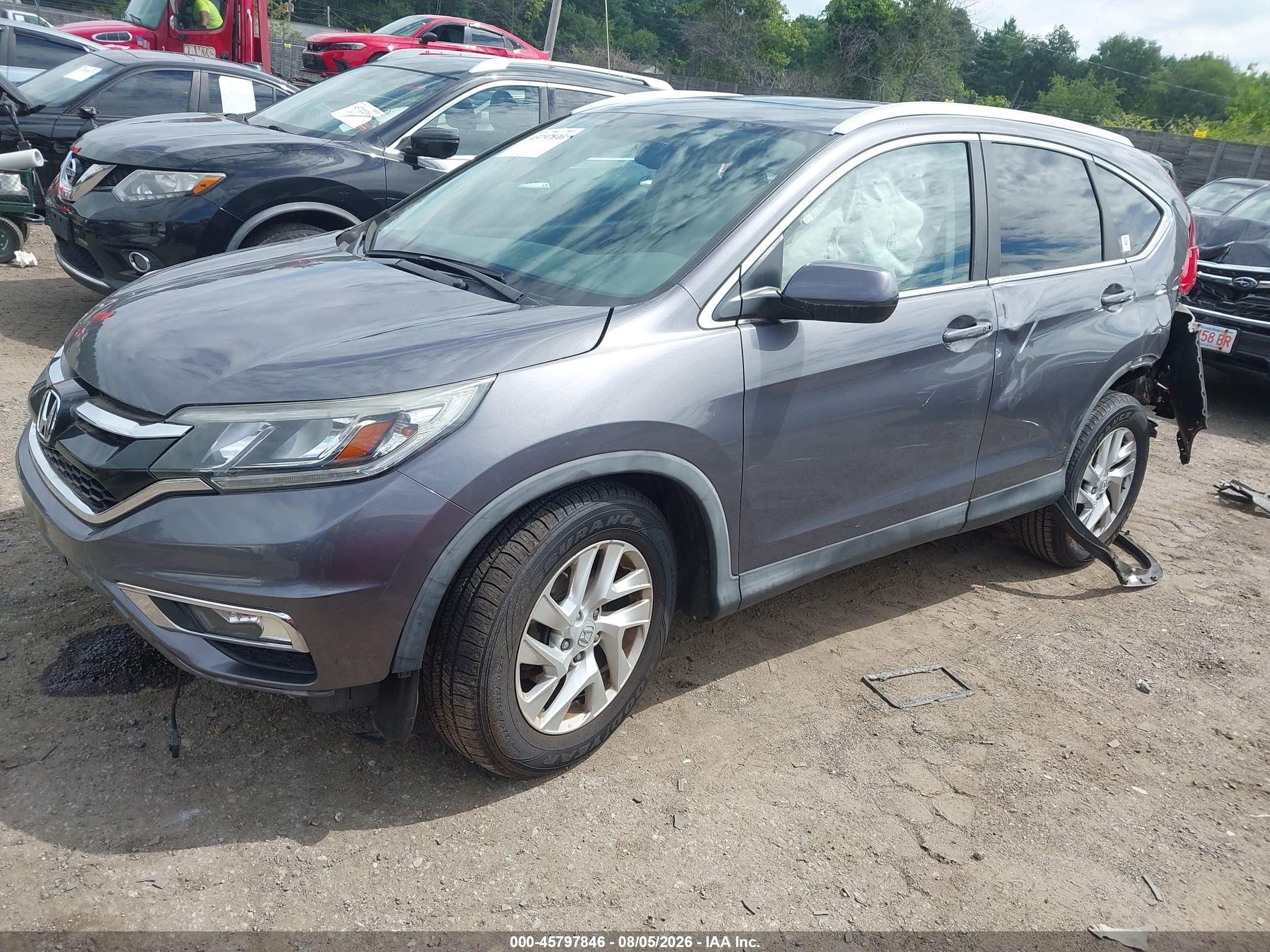 2015 Honda Cr-v Ex-l Gray vin: 5J6RM4H77FL133117